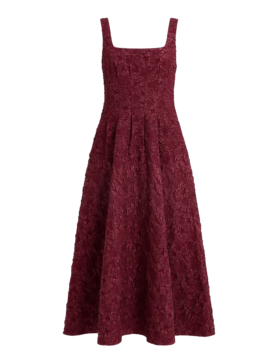 French Connection - MILENDA JACQUARD MIDI DRESS - midikleider - cherry liqueur - 1