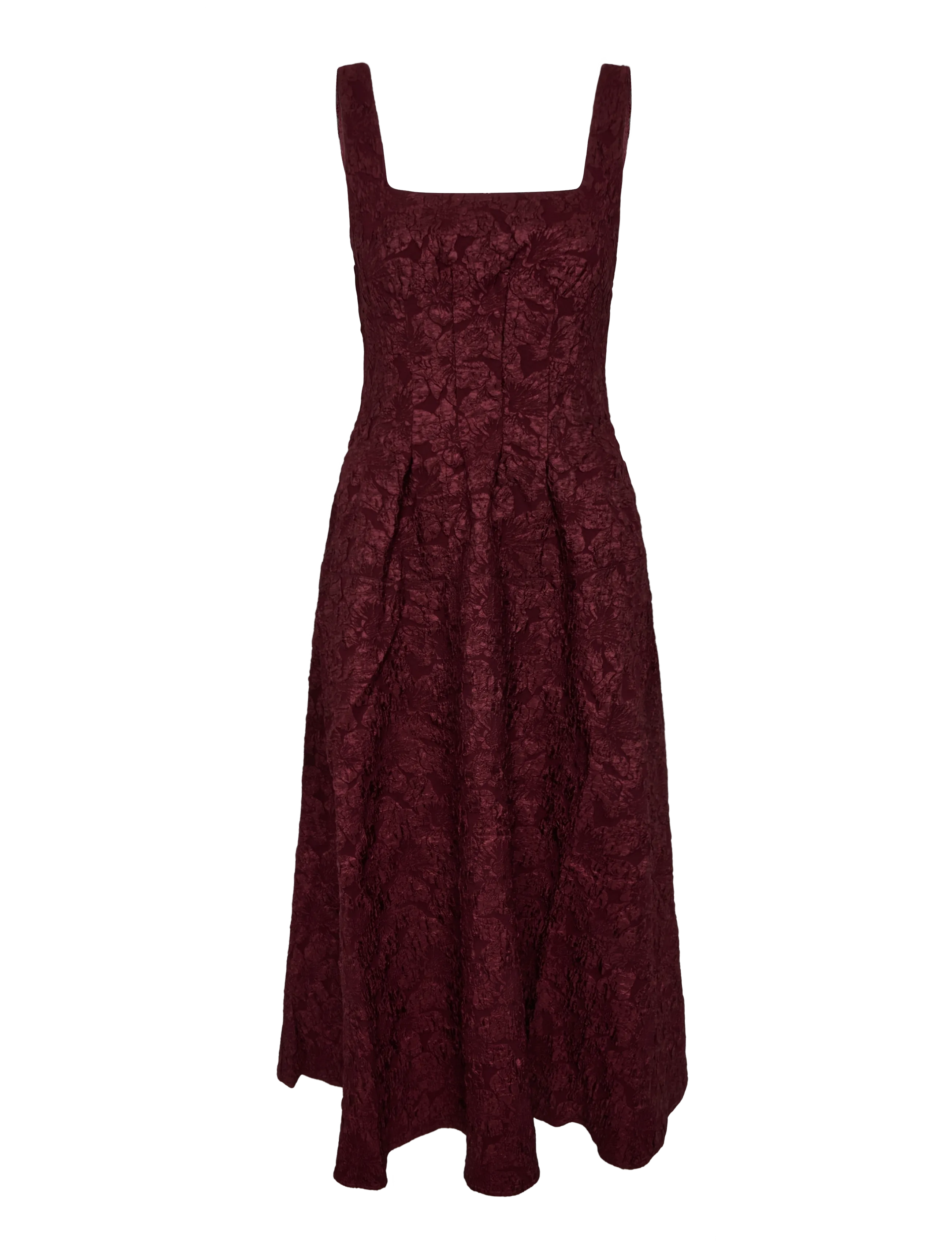French Connection MILENDA JACQUARD MIDI DRESS - Kleider - CHERRY LIQUEUR / burgundy