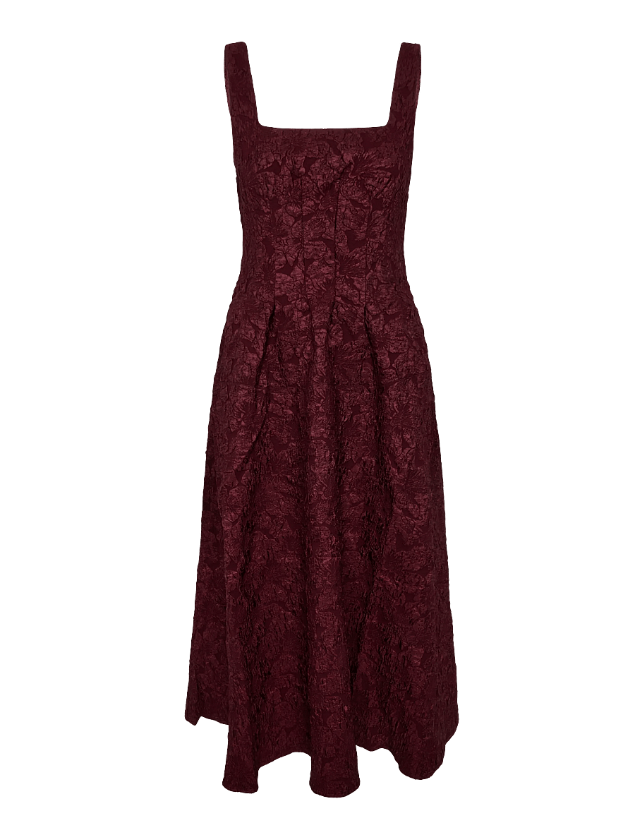 French Connection - MILENDA JACQUARD MIDI DRESS - midiklänningar - cherry liqueur - 1