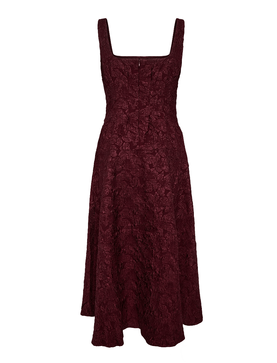 French Connection - MILENDA JACQUARD MIDI DRESS - midiklänningar - cherry liqueur - 2