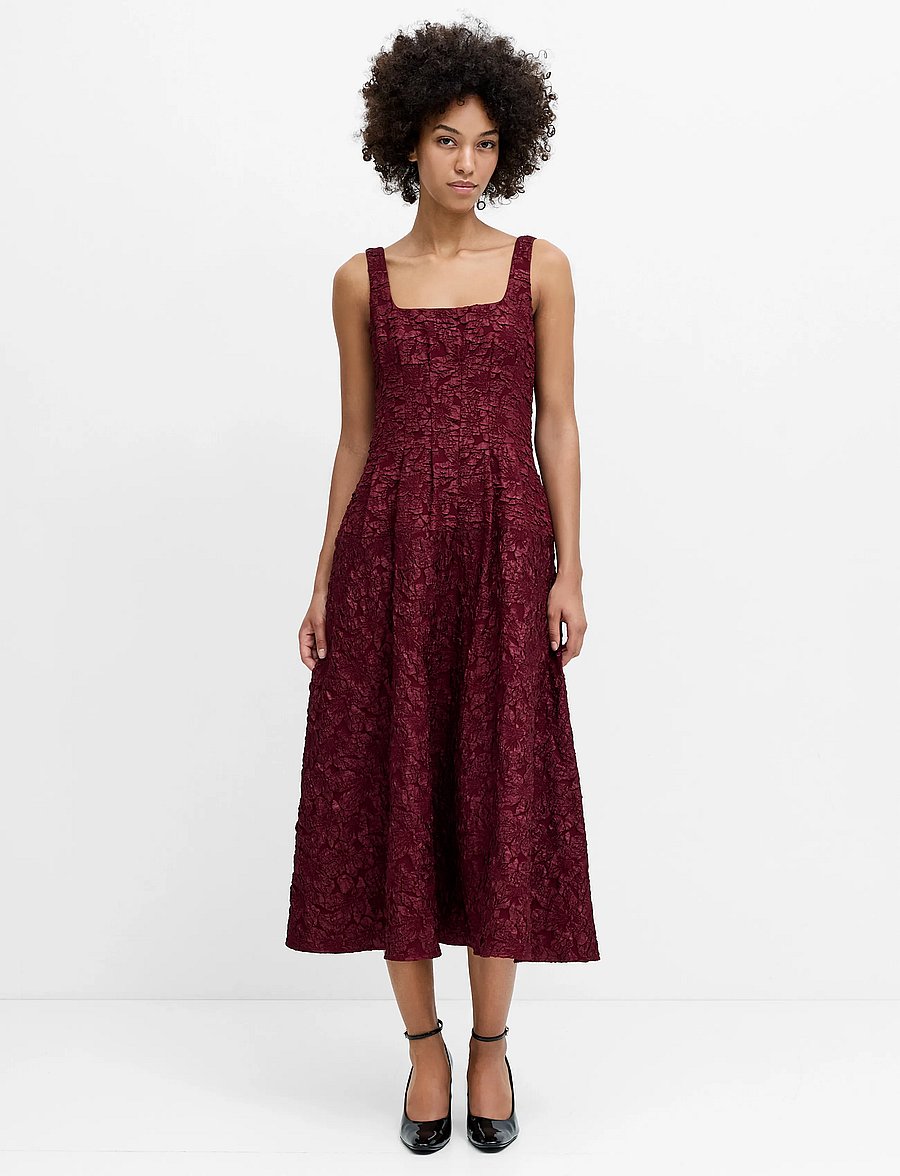 French Connection - MILENDA JACQUARD MIDI DRESS - midikleider - cherry liqueur - 0