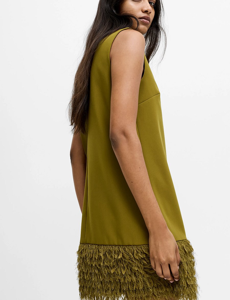 French Connection - AZRA FAUX FEATHER HEM DRESS - cocktailkjoler - moss green - 3