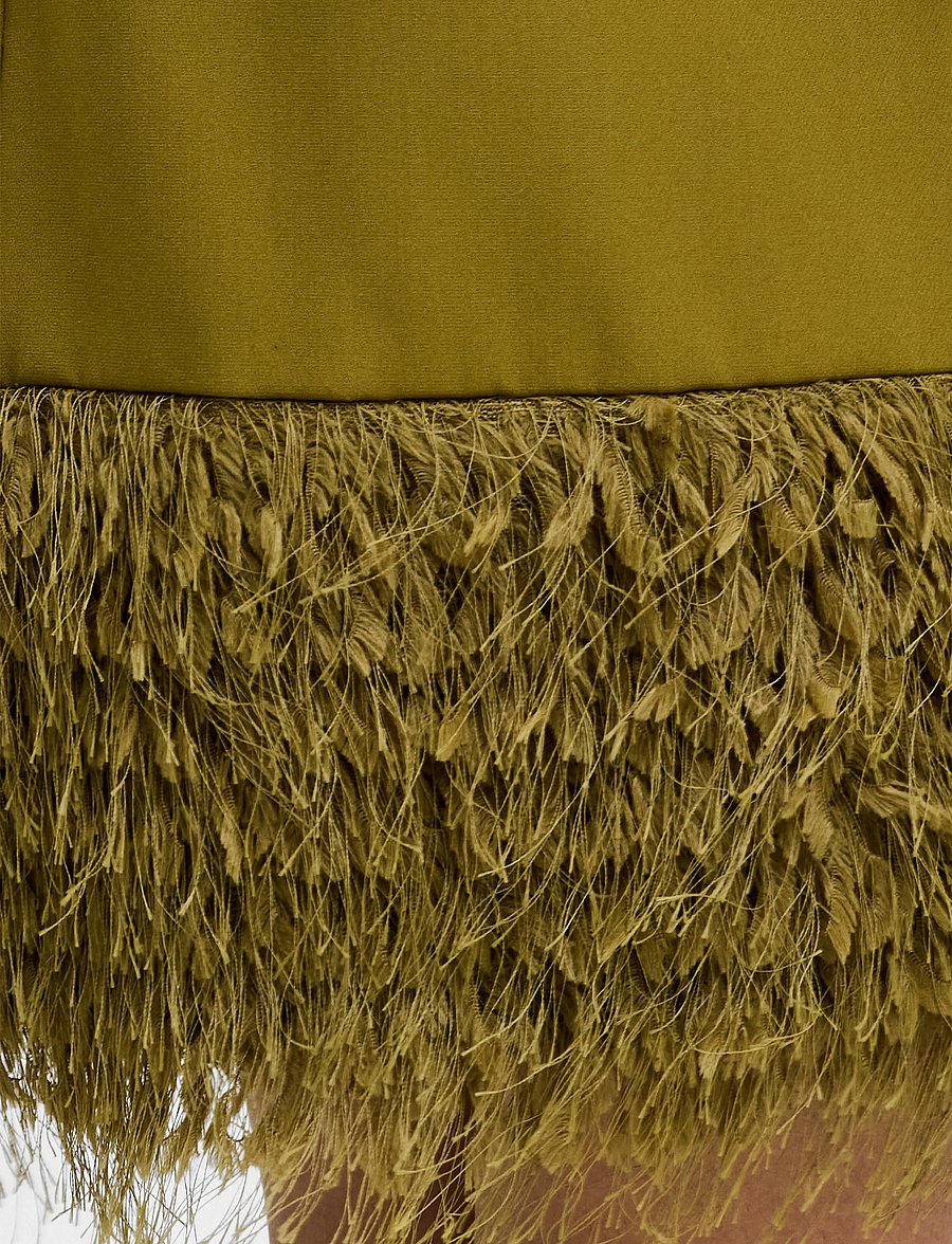 French Connection - AZRA FAUX FEATHER HEM DRESS - cocktailkjoler - moss green - 4