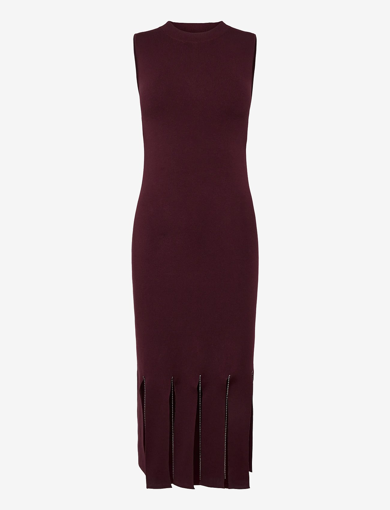 French Connection Silas Beaded Fringe Knit Dress - Burgundy - XL