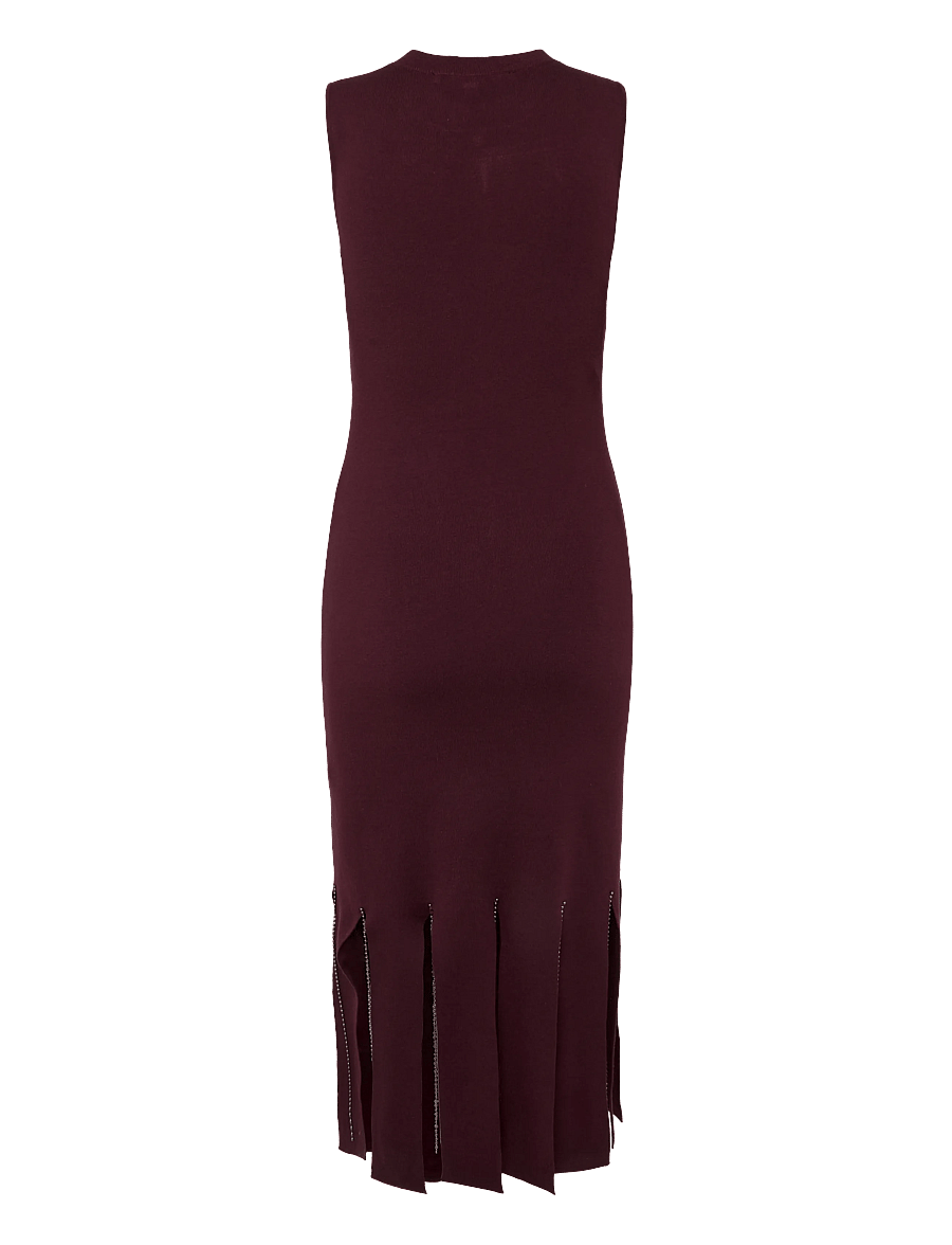 French Connection - SILAS BEADED FRINGE KNIT DRESS - etuikleider - cherry liqueur - 1