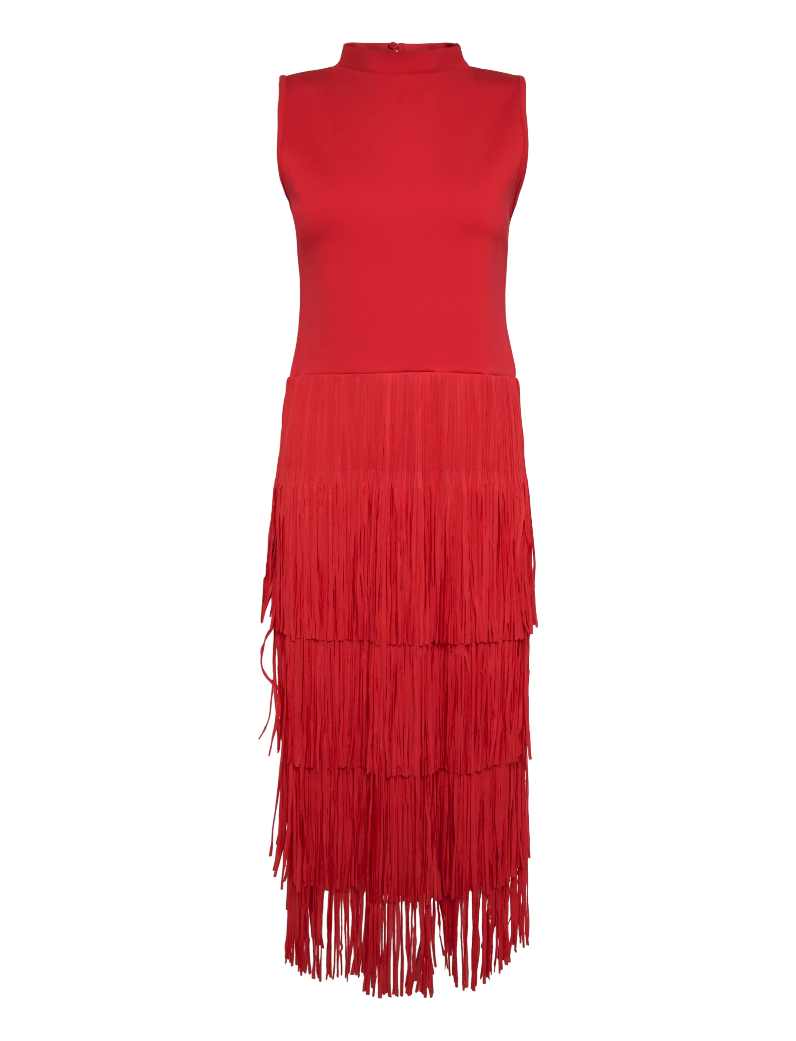 French Connection - HILDE JERSEY MIX FRINGE DRESS - festkjoler - rouge red - 1