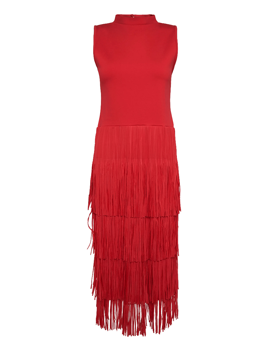 French Connection - HILDE JERSEY MIX FRINGE DRESS - festkjoler - rouge red - 1