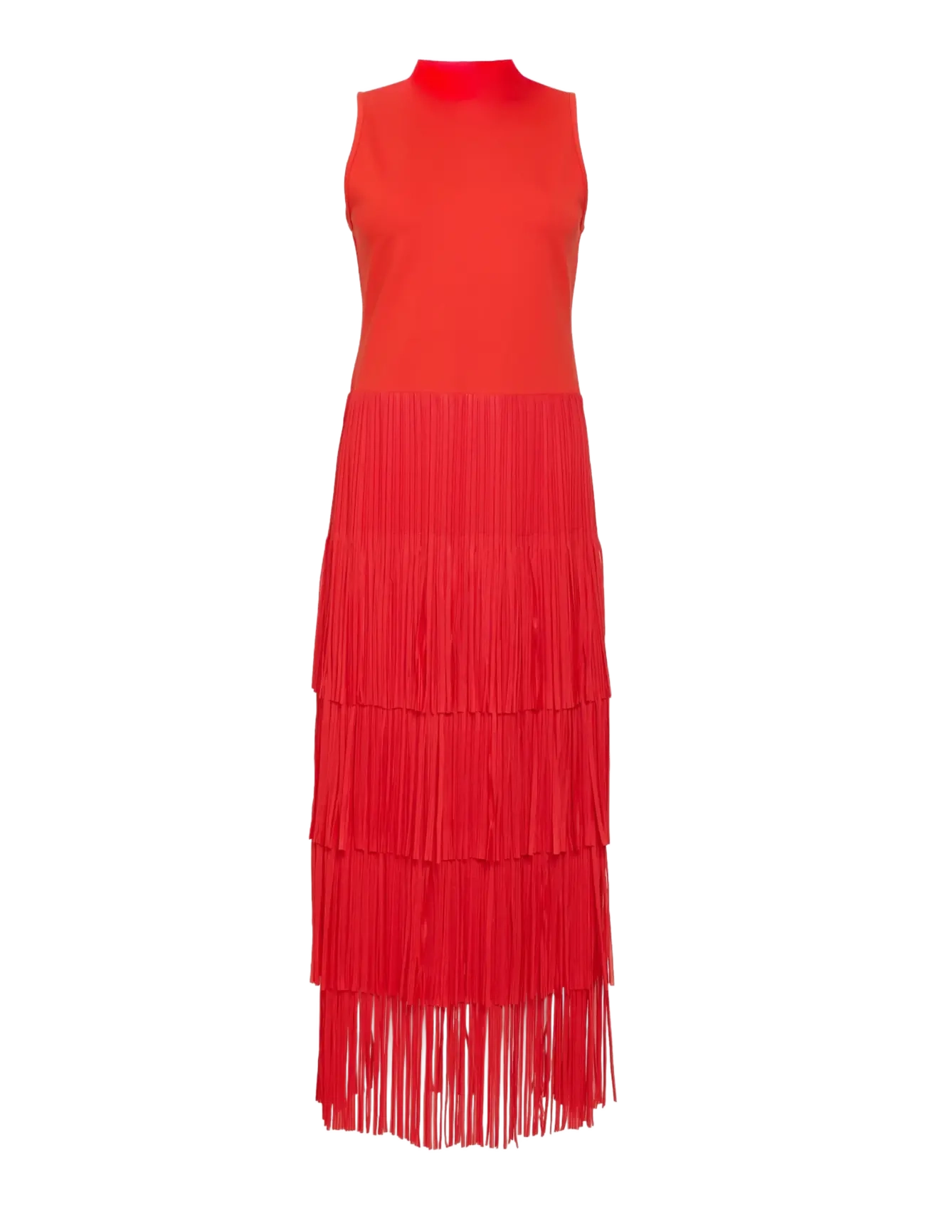 French Connection - HILDE JERSEY MIX FRINGE DRESS - rouge red - 1