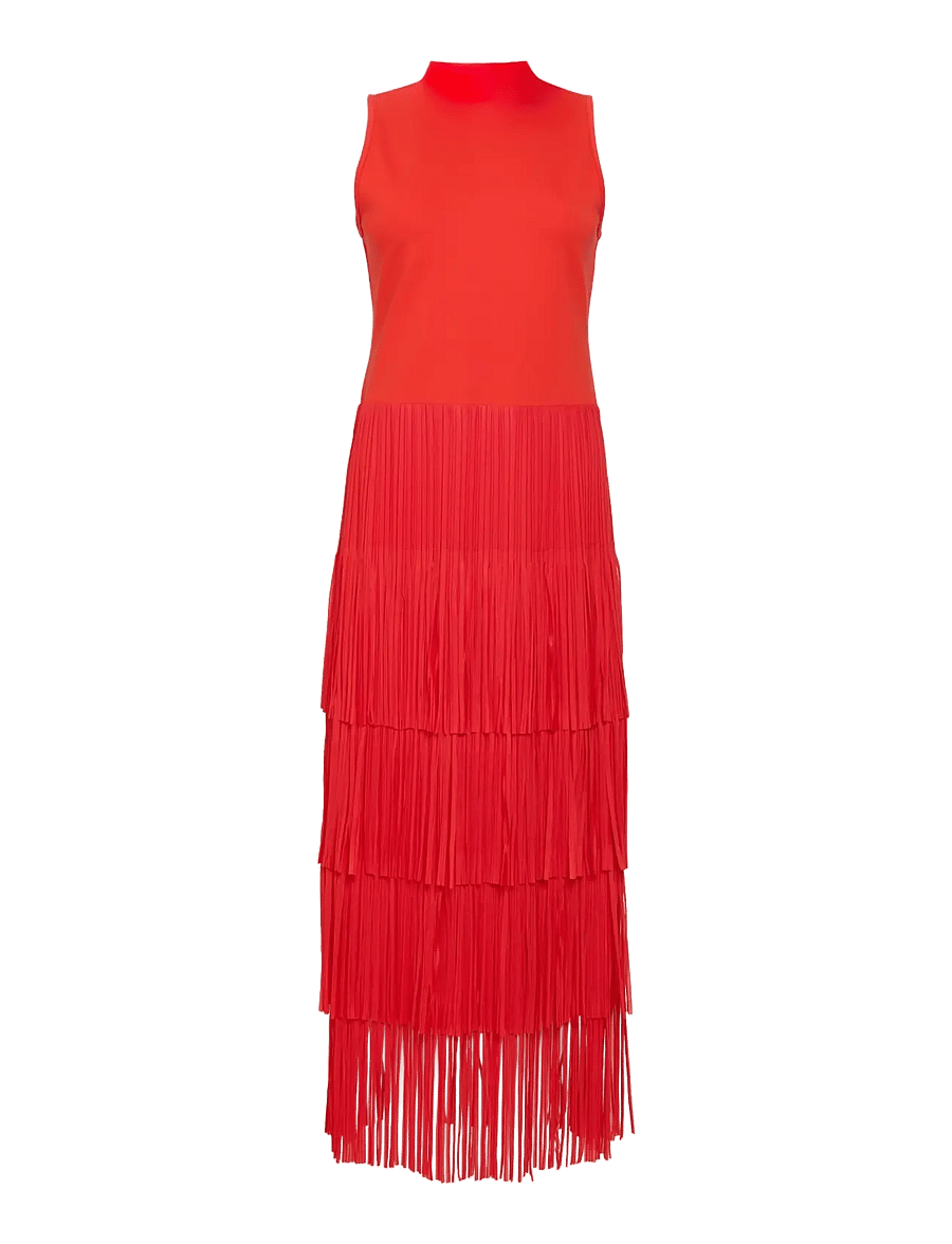 French Connection - HILDE JERSEY MIX FRINGE DRESS - pidulikud kleidid - rouge red - 1