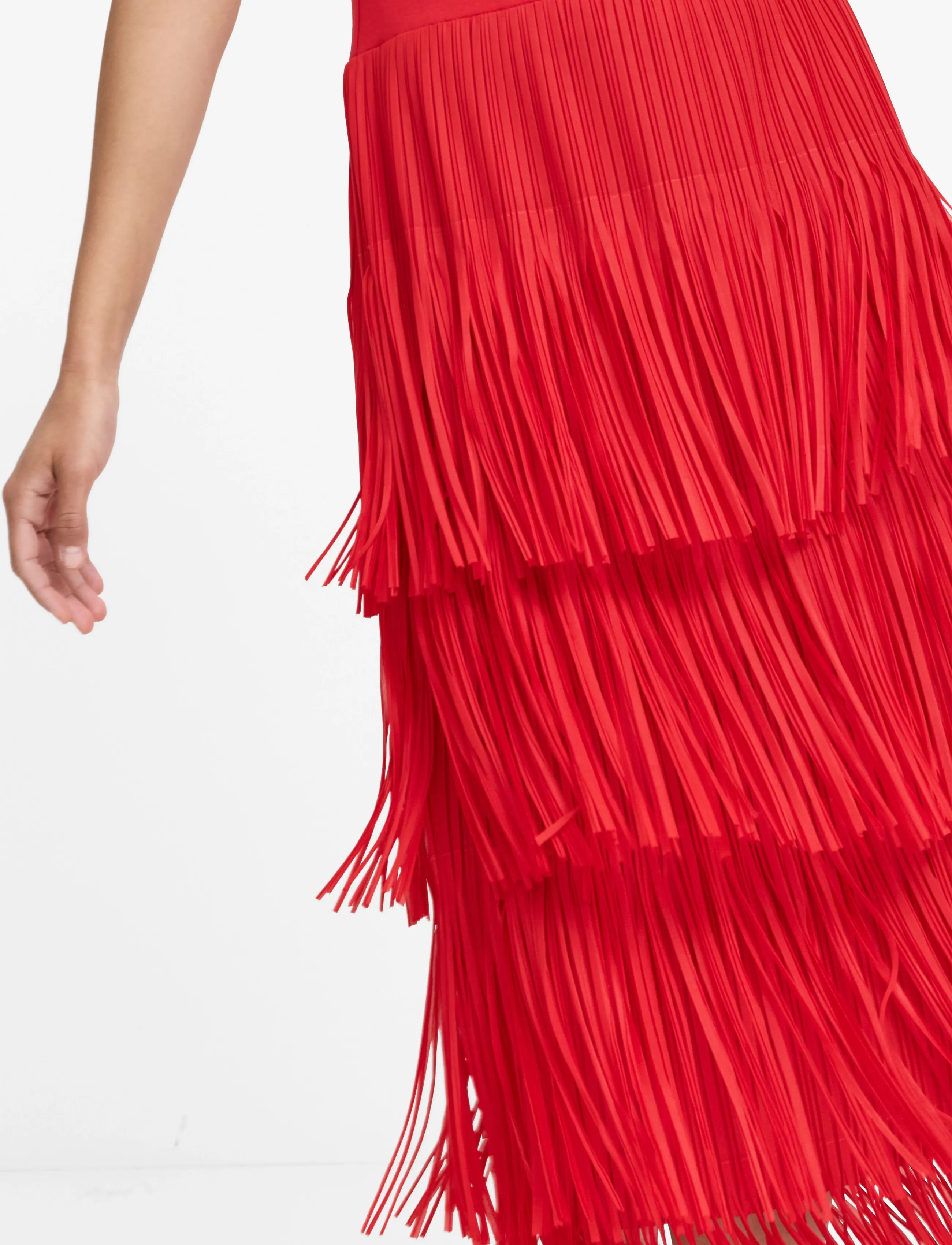 French Connection - HILDE JERSEY MIX FRINGE DRESS - rouge red - 4