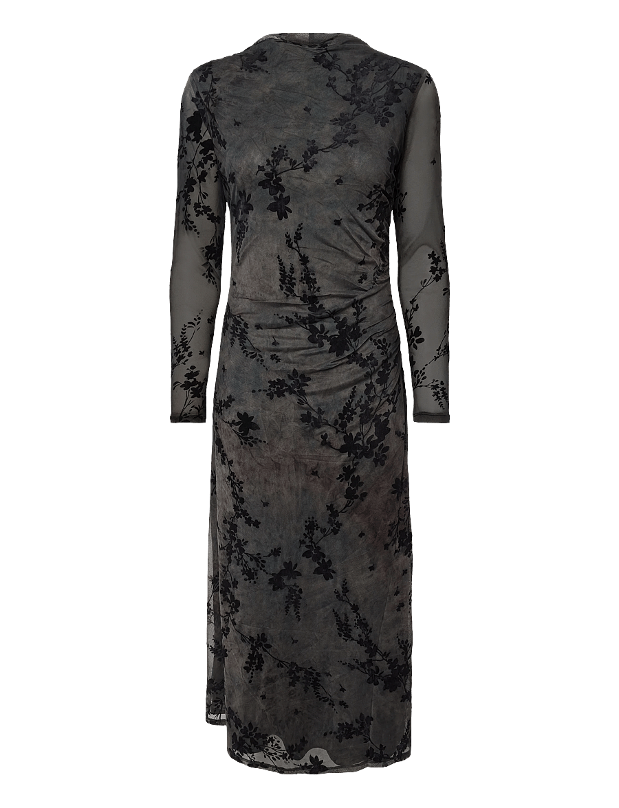 French Connection - KENNY MESH VELVET BURNOUT MIDI DRESS - midikleidid - black/brown - 1