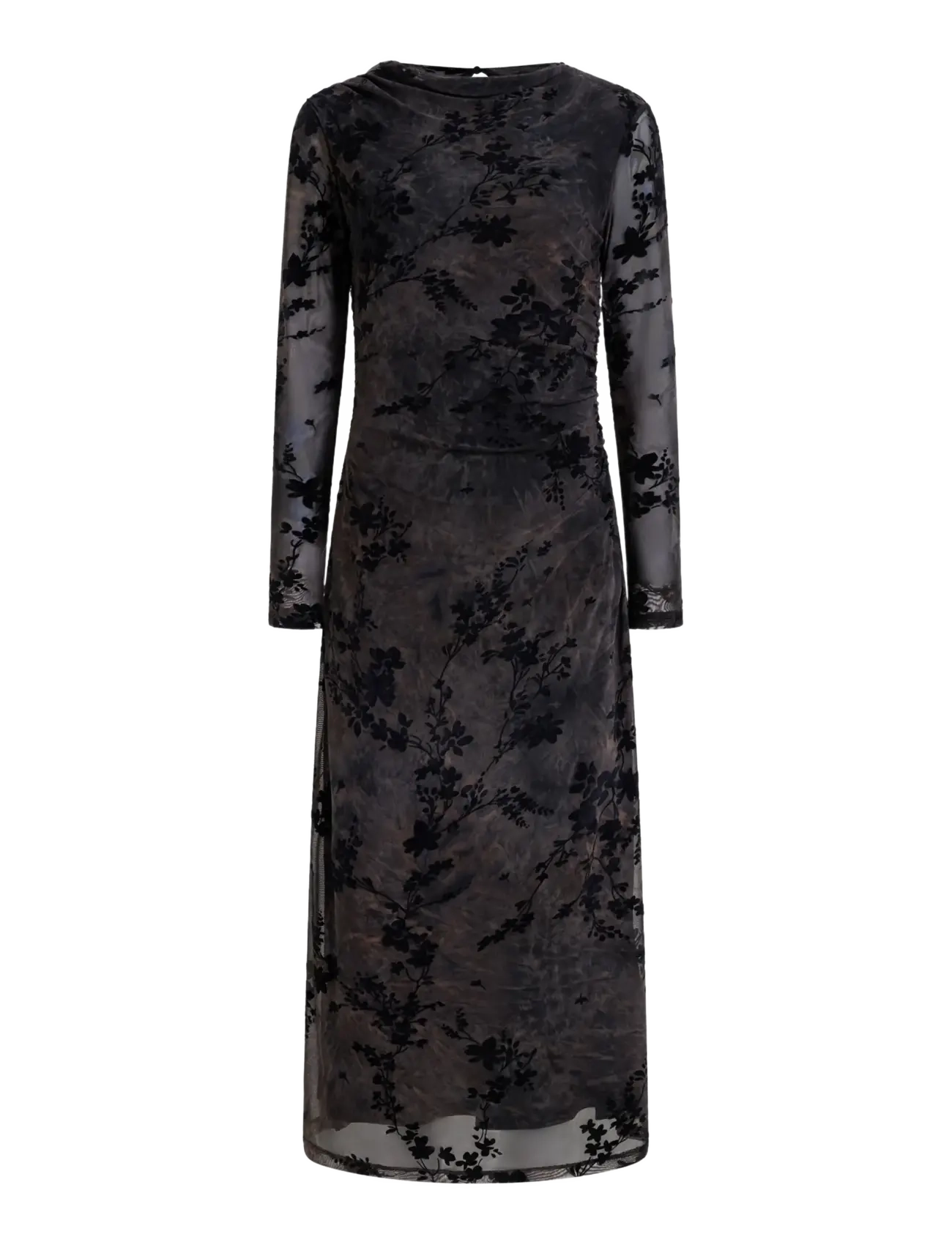 French Connection - KENNY MESH VELVET BURNOUT MIDI DRESS - midi kjoler - black/brown - 1