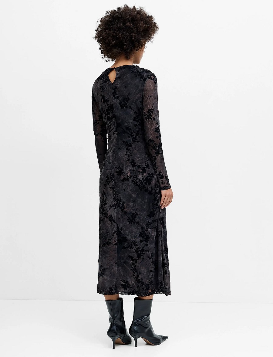 French Connection - KENNY MESH VELVET BURNOUT MIDI DRESS - midi kjoler - black/brown - 3