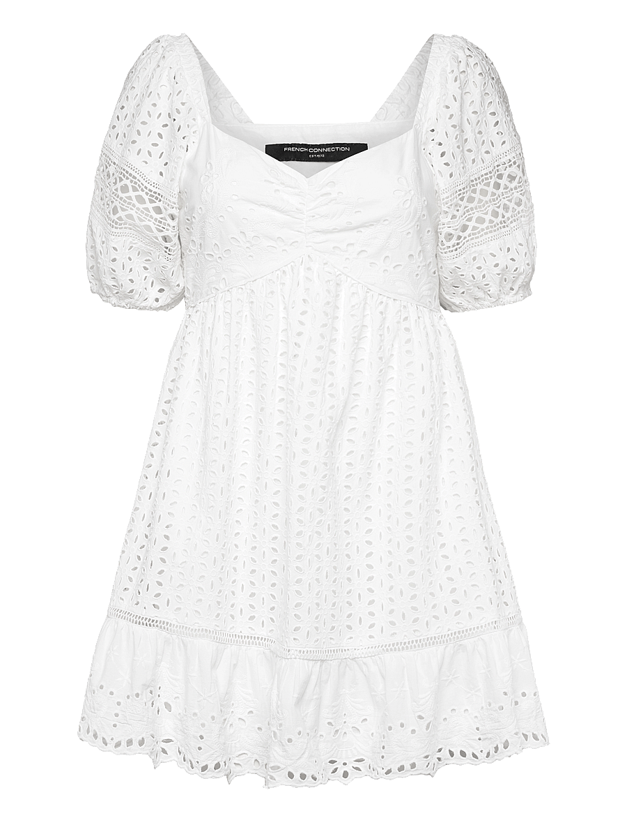 French Connection - ALISSA COTTON BRODERIE DRESS - linen white - 0