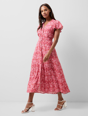 French Connection - CASS DELPHINE SS V NK MIDI DRS - summer dresses - true red multi - 2