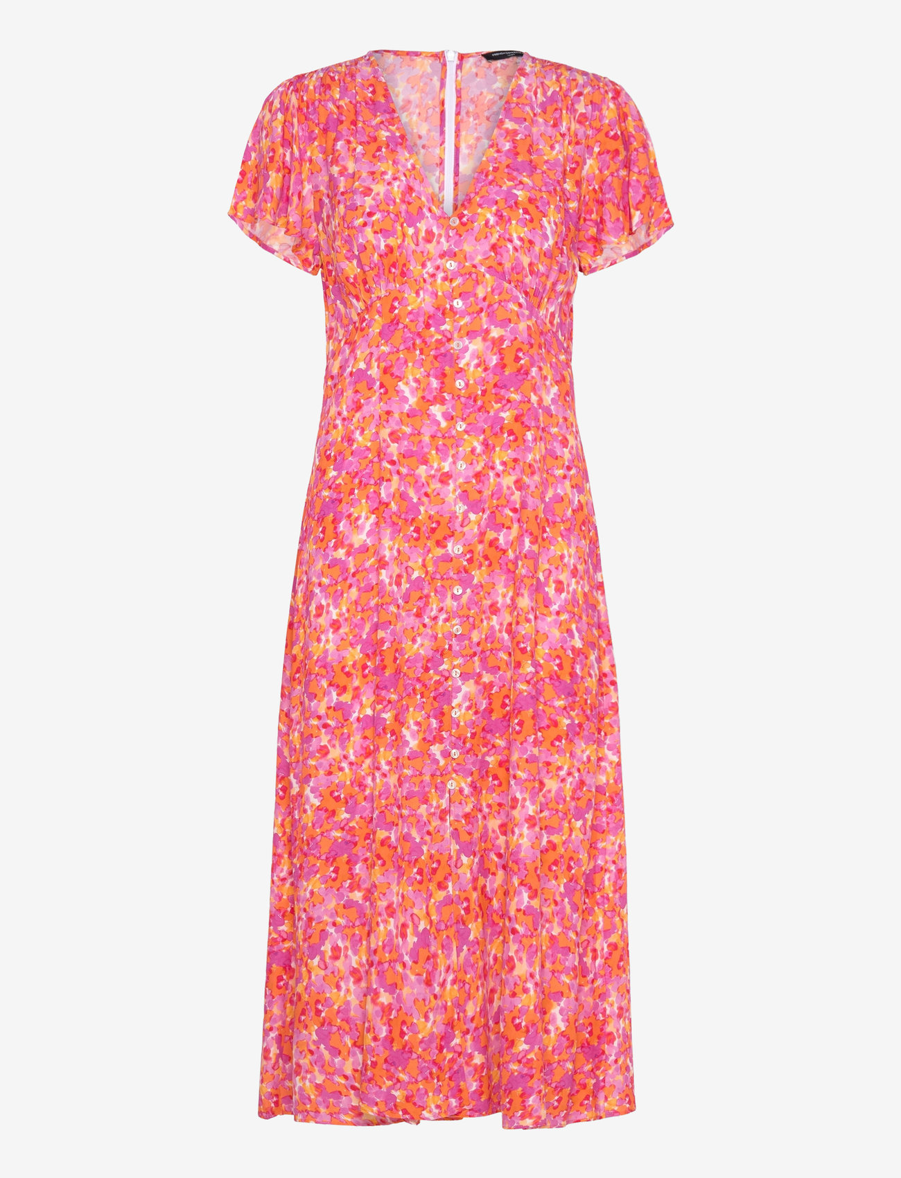 French Connection - CASS DELPHINE SS V NK MIDI DRS - persimmon - 0