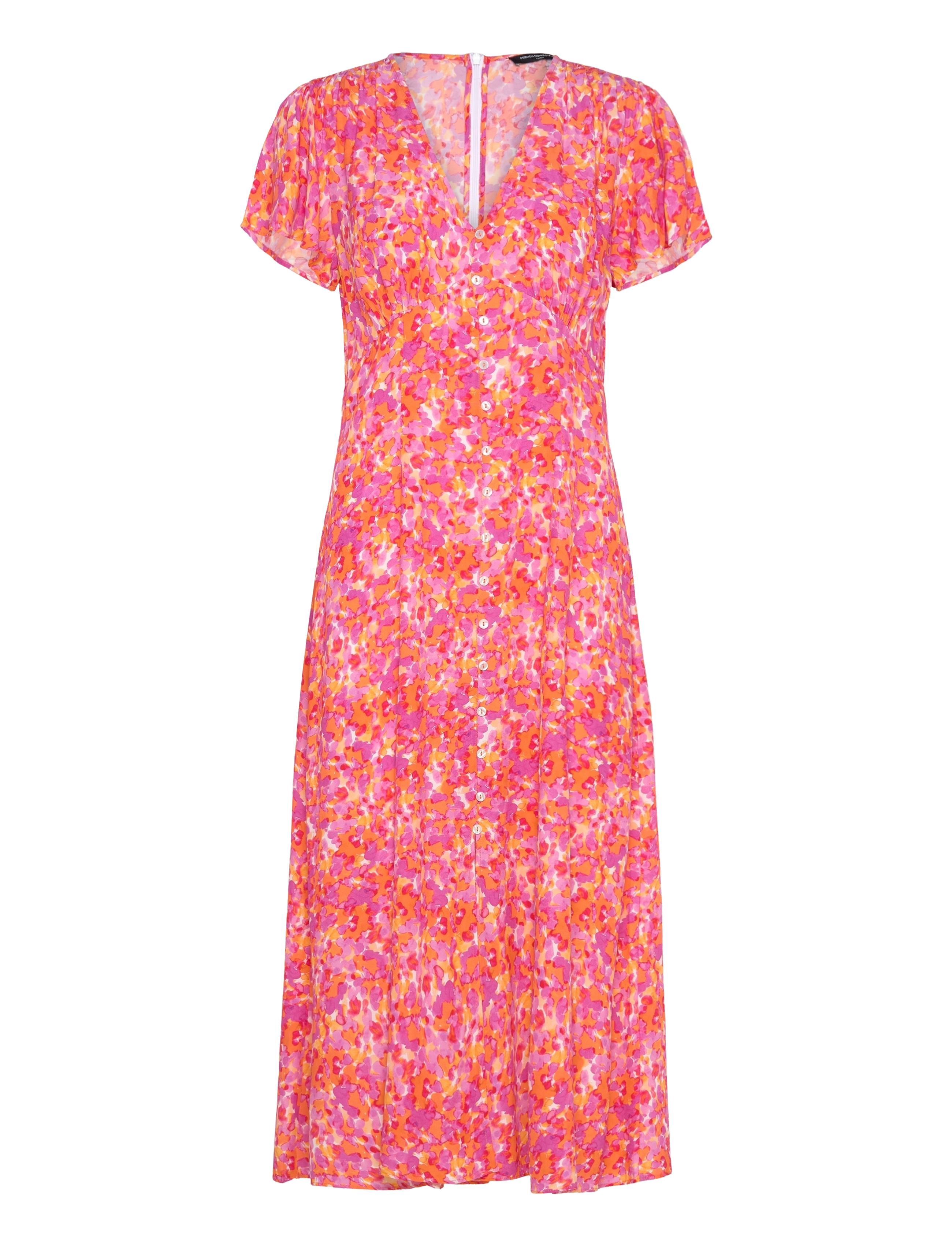 French Connection - CASS DELPHINE SS V NK MIDI DRS - persimmon - 1