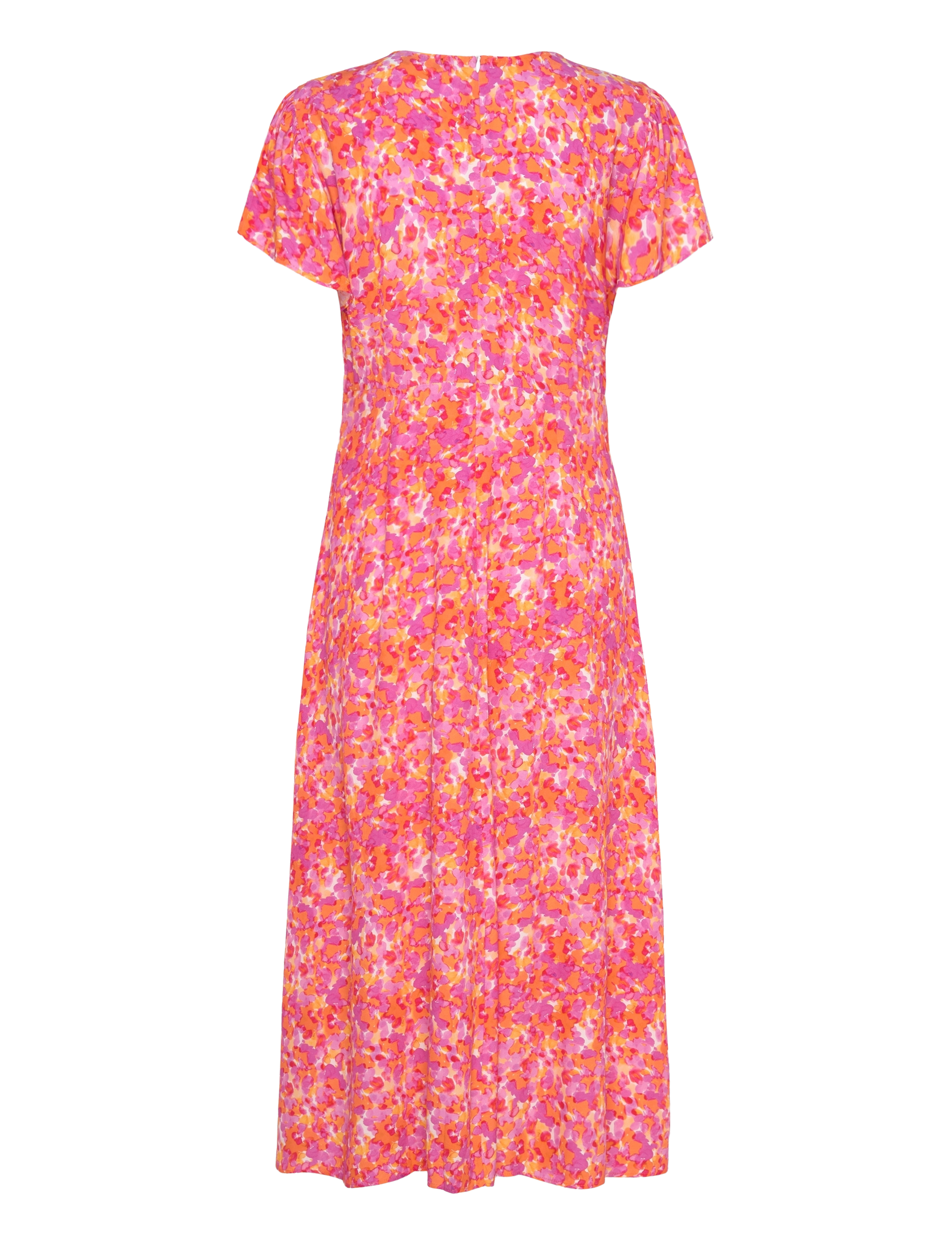 French Connection - CASS DELPHINE SS V NK MIDI DRS - persimmon - 2