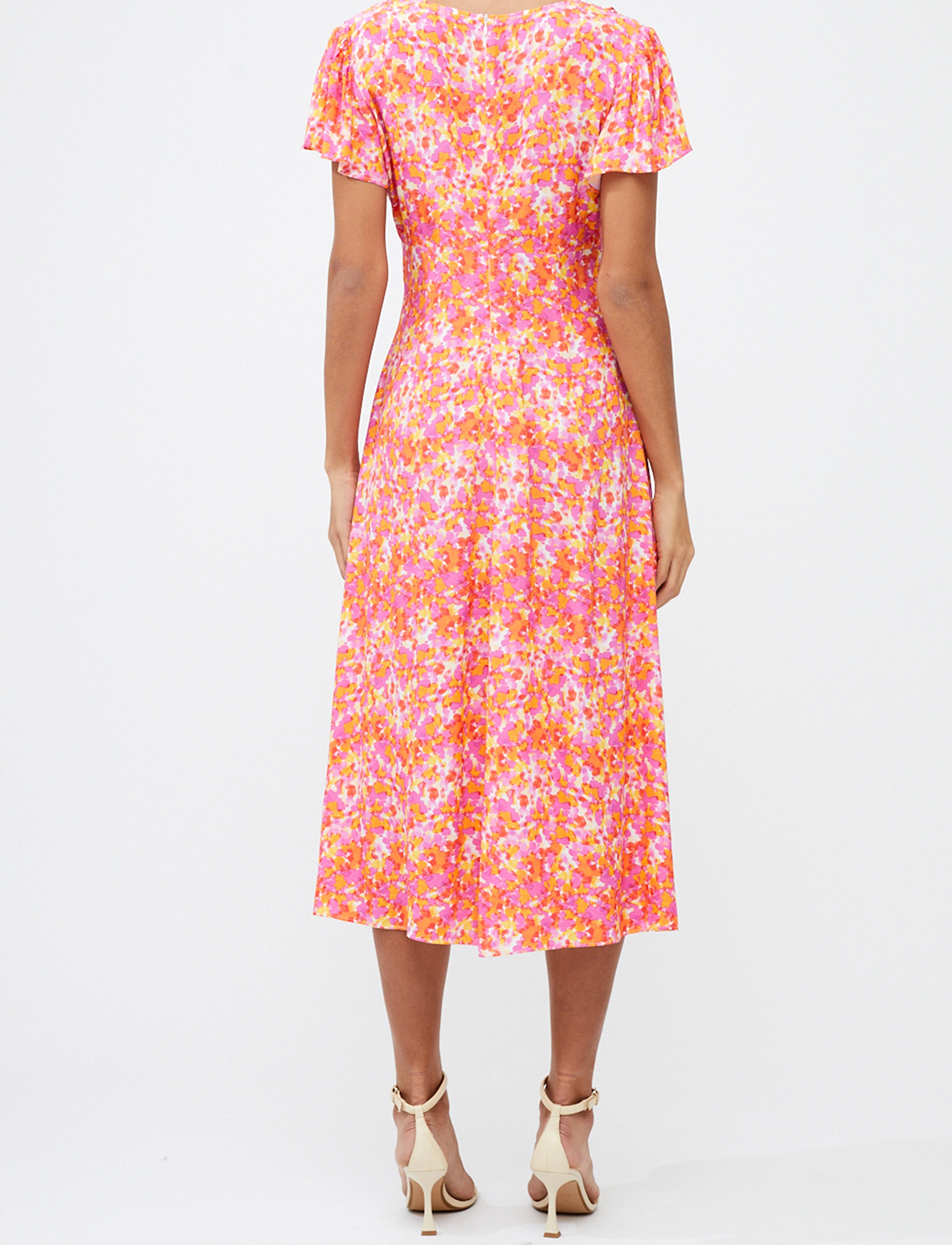 French Connection - CASS DELPHINE SS V NK MIDI DRS - persimmon - 4