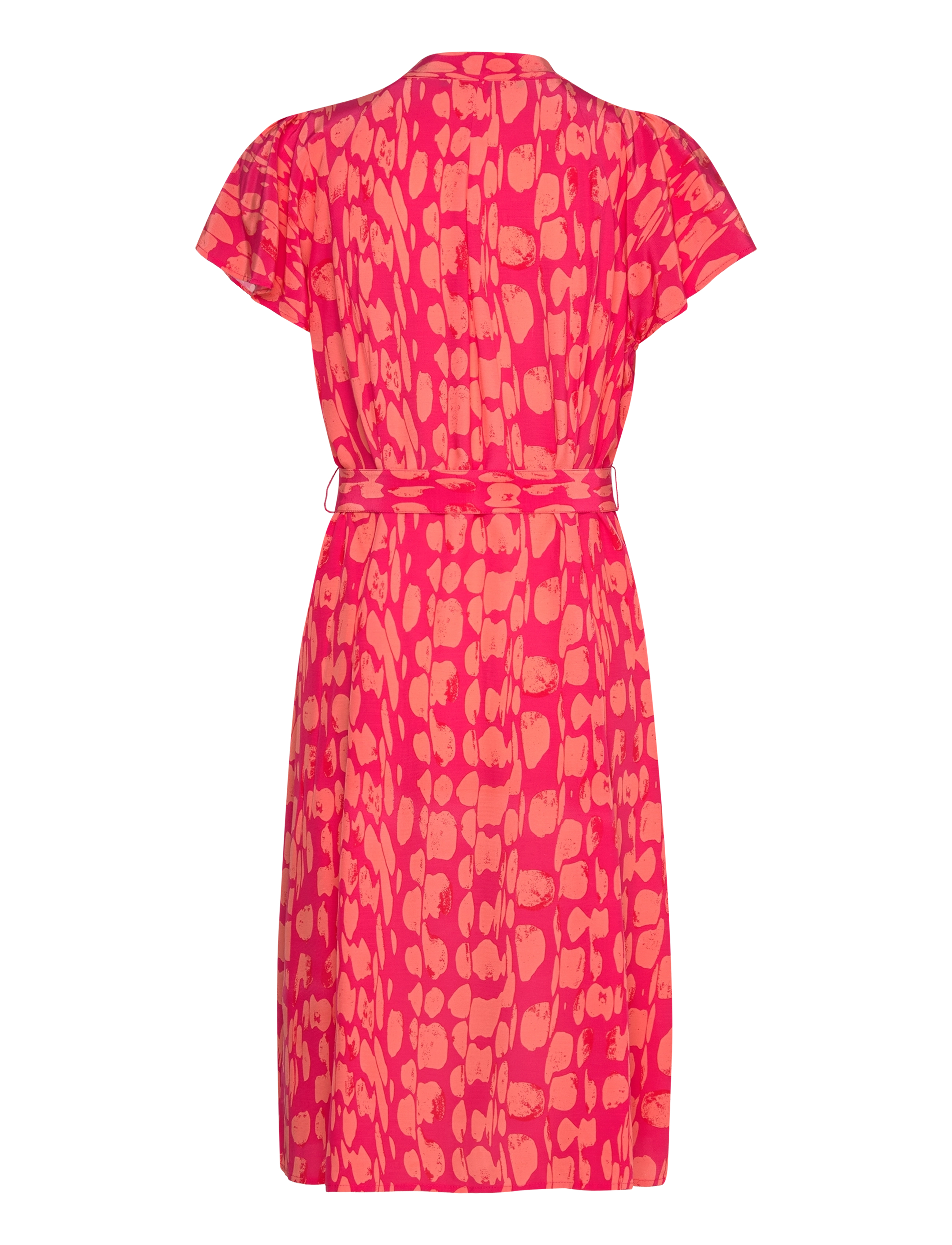 French Connection - ISLANNA CREPE SS V NK DRESS - coral/azalea - 1