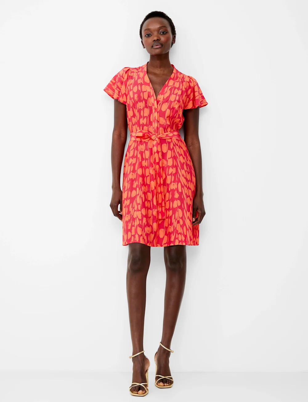 French Connection Islanna Crepe Ss V Nk Dress Midi dresses Boozt