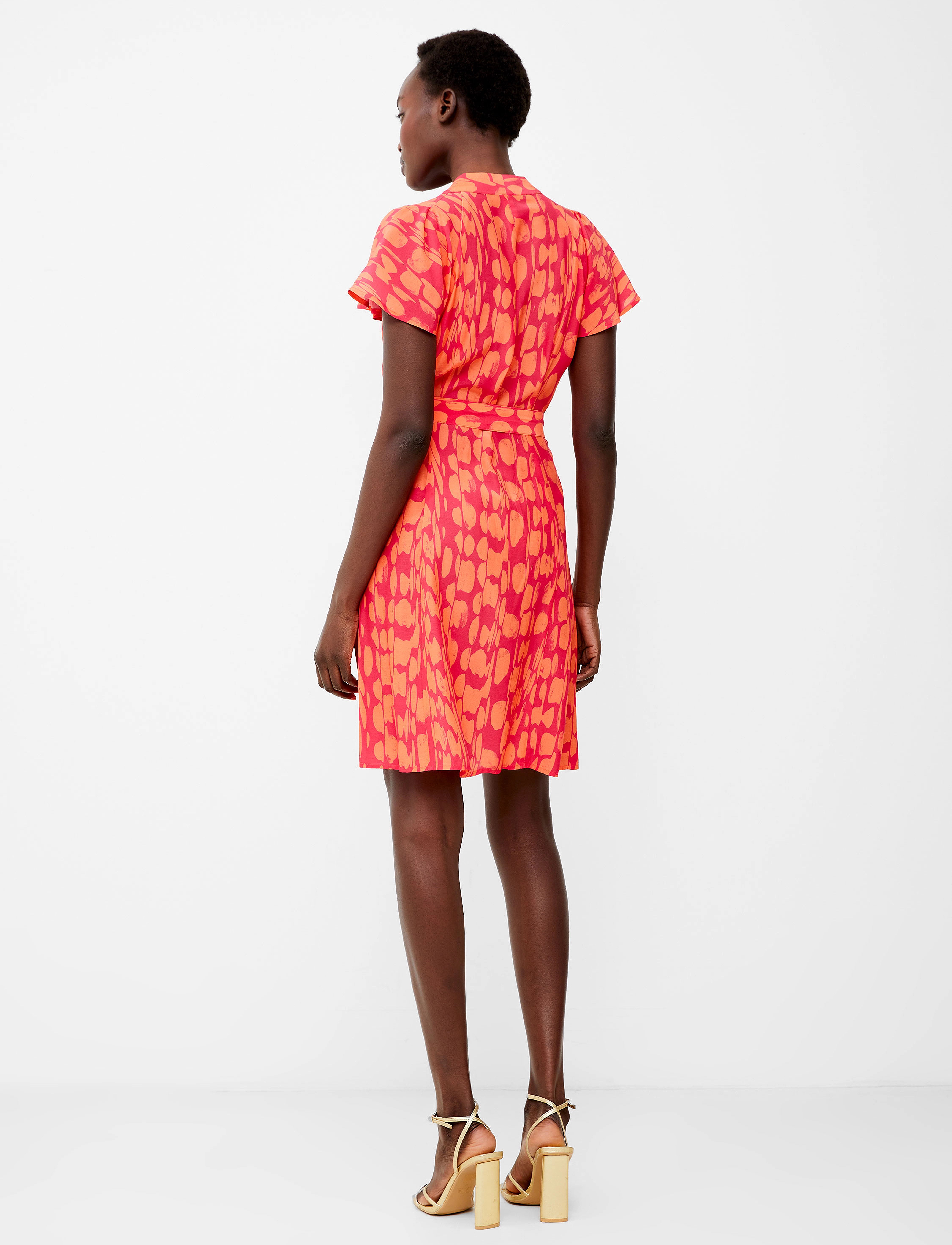 French Connection - ISLANNA CREPE SS V NK DRESS - coral/azalea - 3