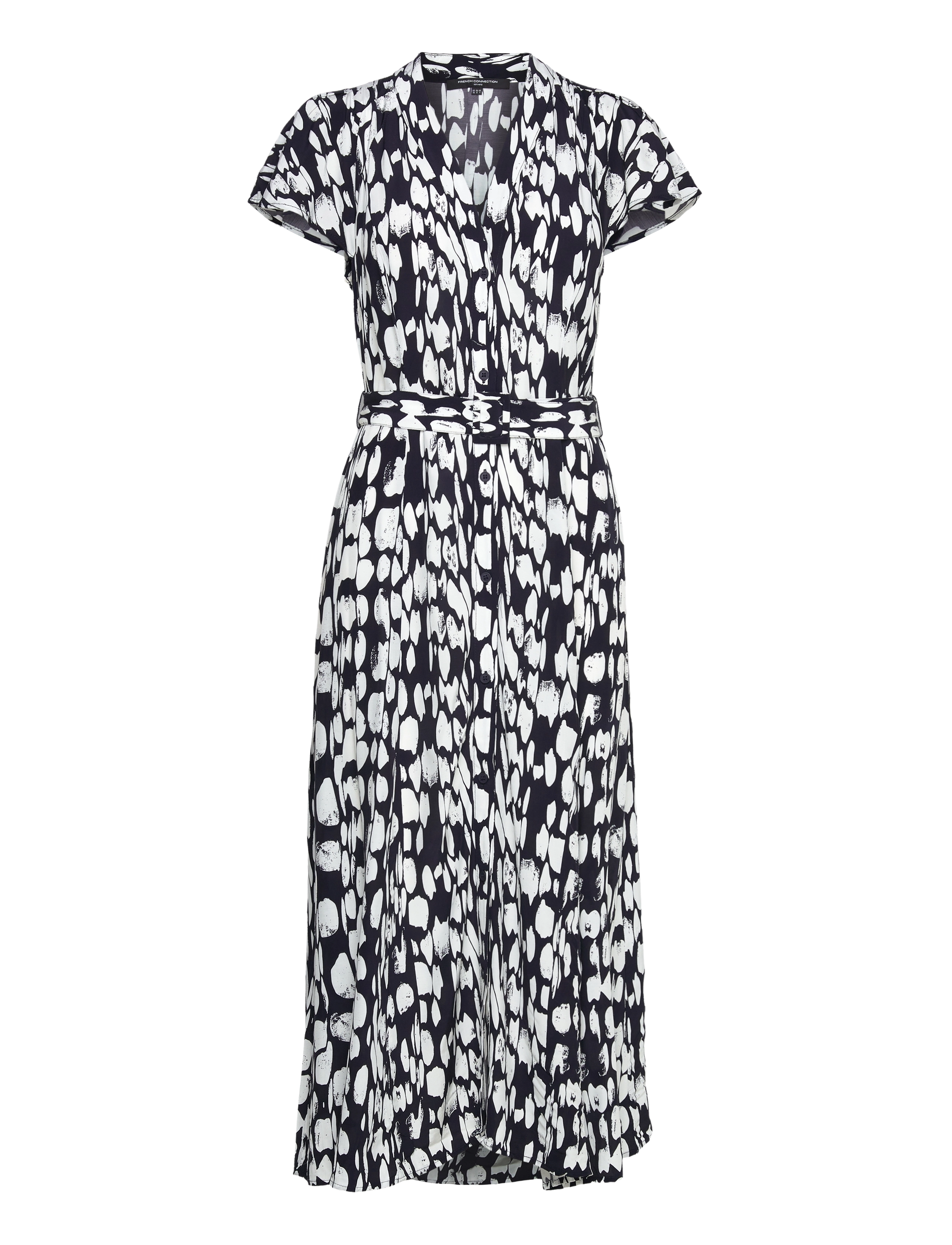 French Connection - ISLANNA CREPE SS MIDI DRESS - marine/white - 1