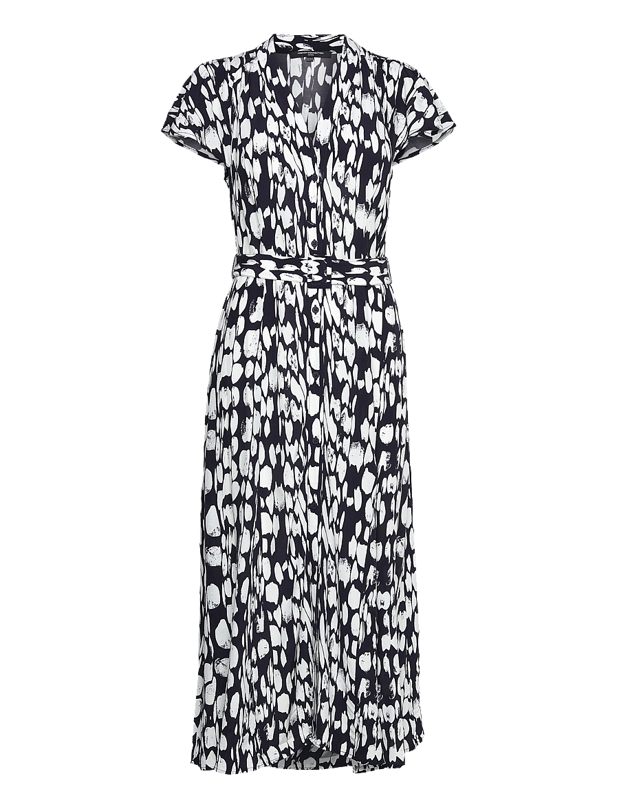 French Connection - ISLANNA CREPE SS MIDI DRESS - marine/white - 1
