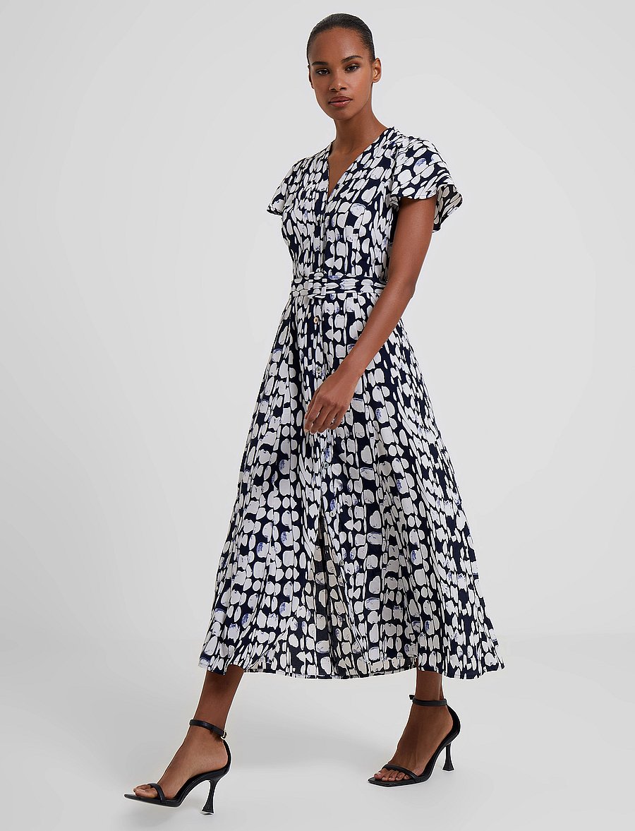 French Connection - ISLANNA CREPE SS MIDI DRESS - marine/white - 0