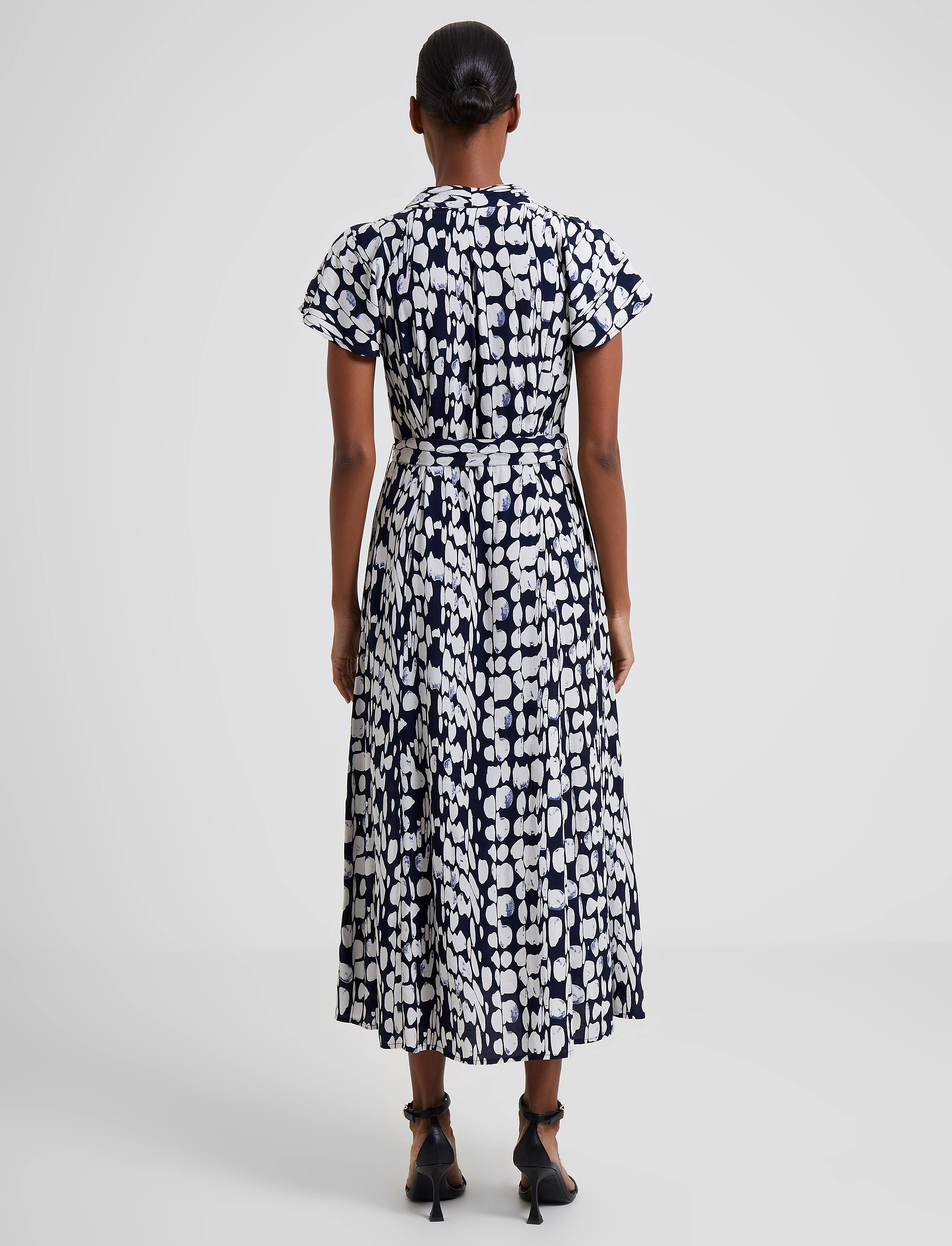 French Connection - ISLANNA CREPE SS MIDI DRESS - marine/white - 3