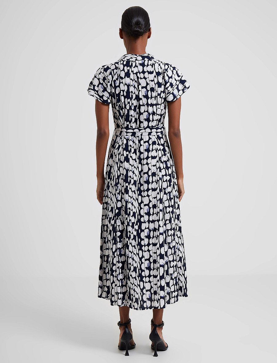 French Connection - ISLANNA CREPE SS MIDI DRESS - marine/white - 3