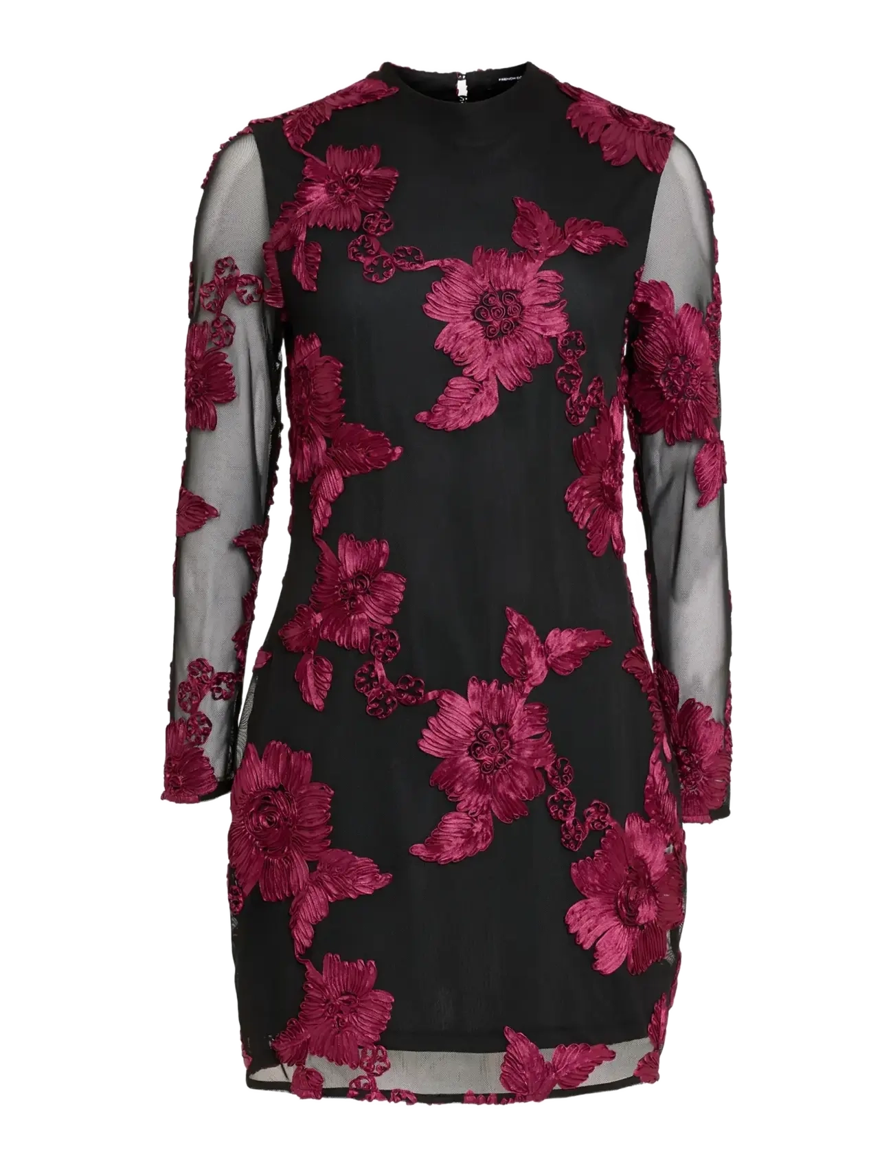 French Connection - LAILTHA RIBBON APPLIQUE MINI DRESS - cocktail dresses - black/winterberry pink - 1