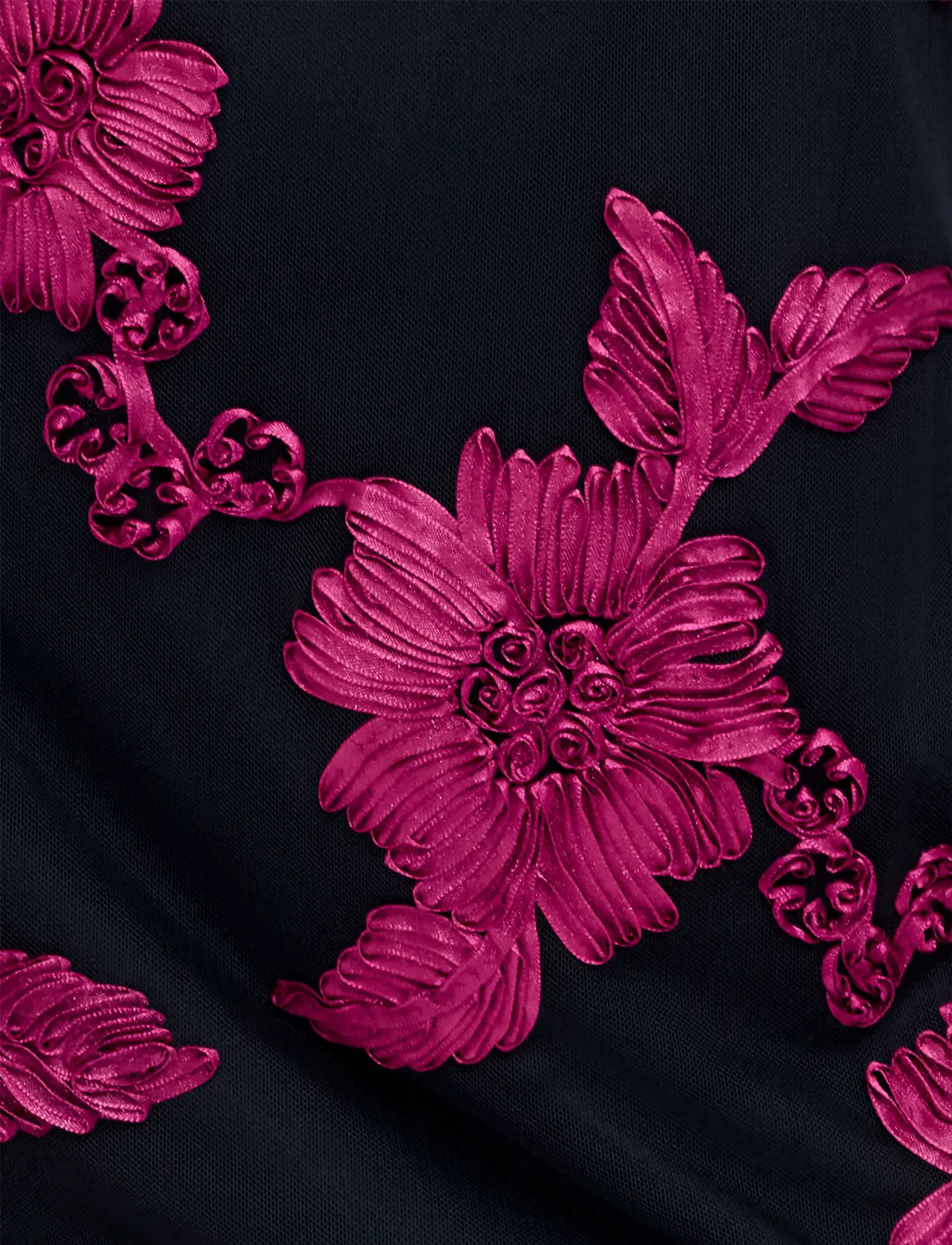 French Connection - LAILTHA RIBBON APPLIQUE MINI DRESS - cocktail dresses - black/winterberry pink - 3