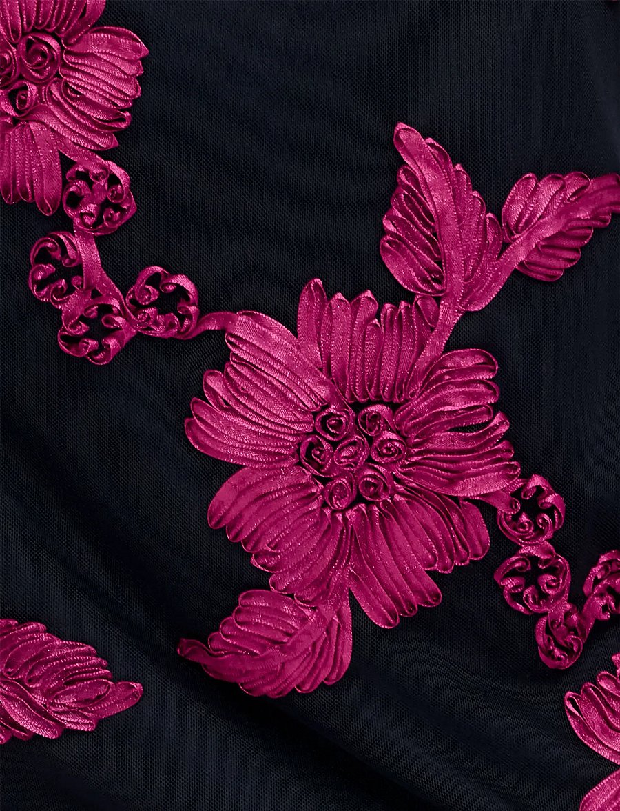 French Connection - LAILTHA RIBBON APPLIQUE MINI DRESS - cocktail dresses - black/winterberry pink - 3