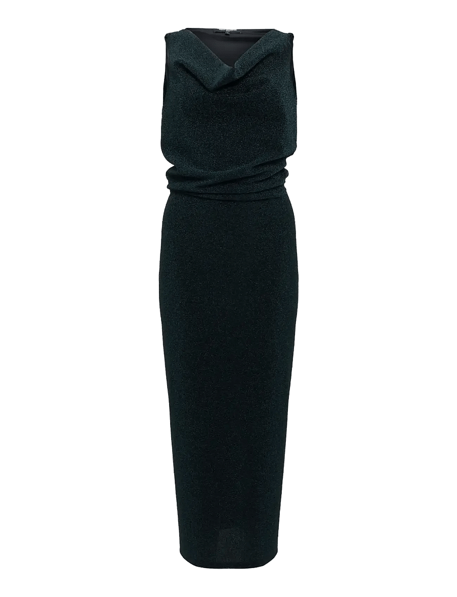 French Connection - MEILIN LUREX COWL NECK MIDI DRESS - cocktail dresses - emerald green - 1