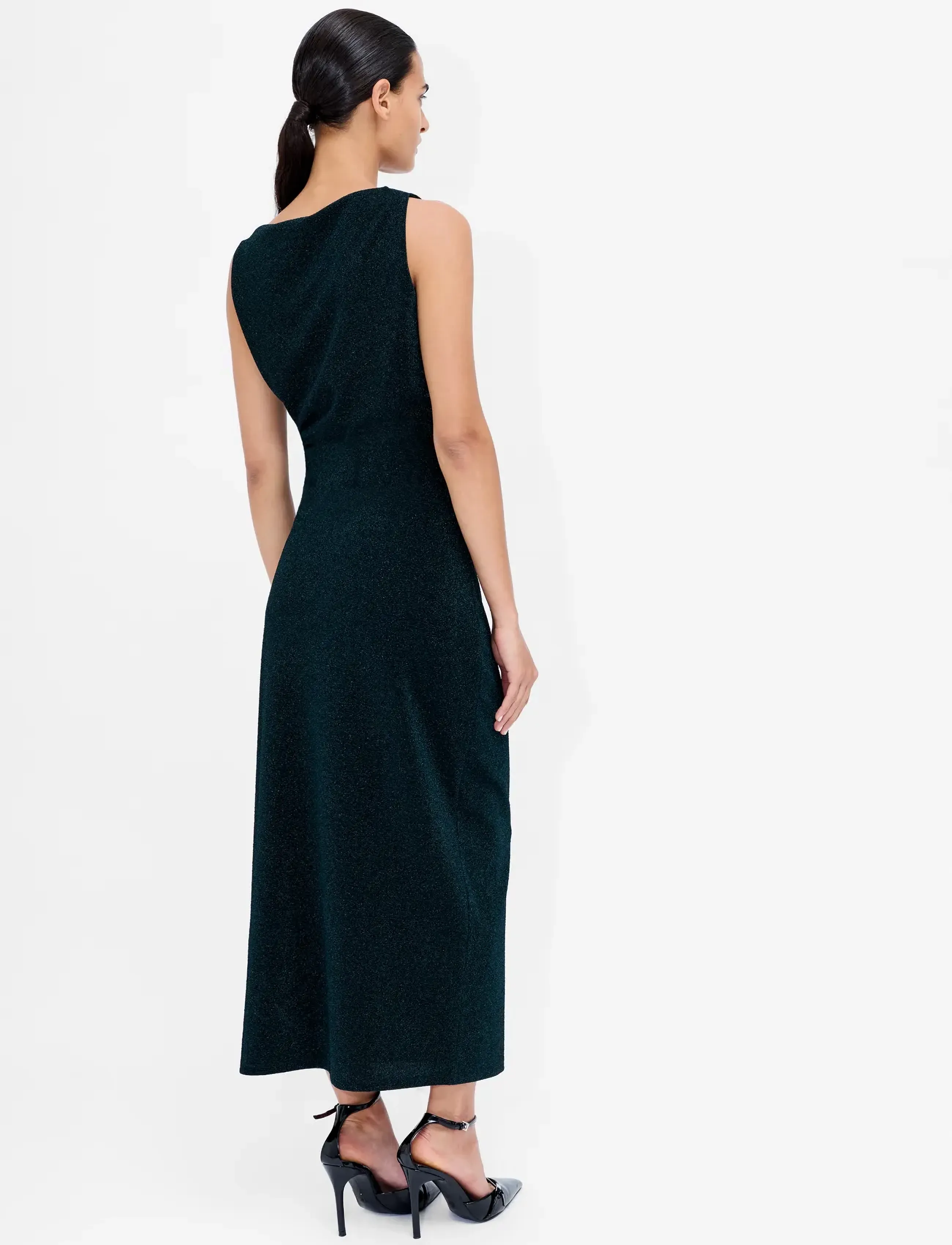 French Connection - MEILIN LUREX COWL NECK MIDI DRESS - cocktail dresses - emerald green - 3