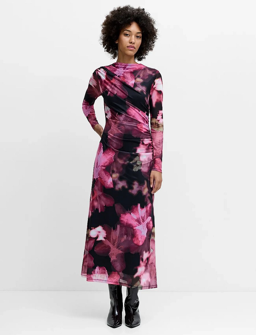 French Connection - TALLUAH TARRISA MESH MIDI DRESS - midi dresses - black multi - 0