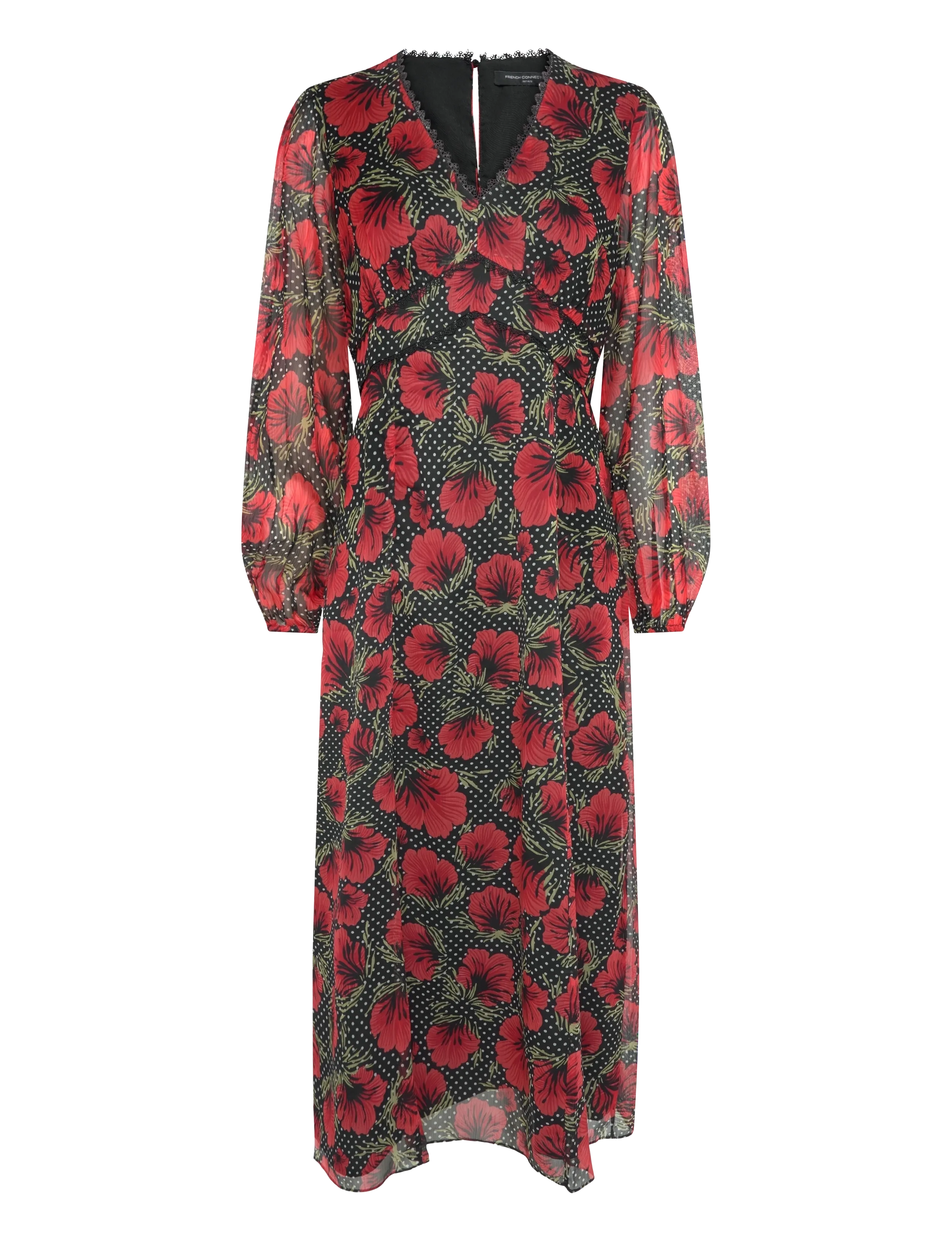 French Connection - SARA EMINA CHIFFON MIDI DRESS - midi kjoler - red multi - 1