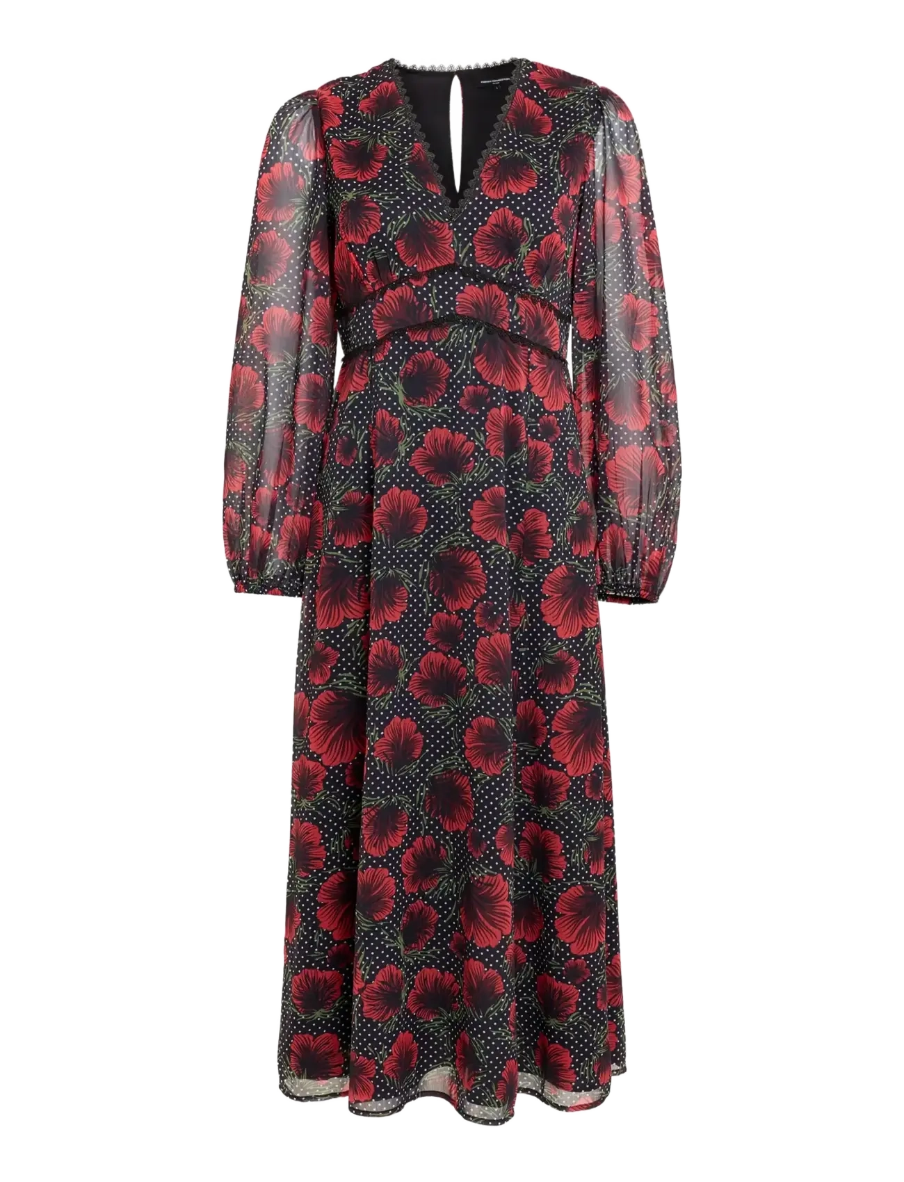 French Connection - SARA EMINA CHIFFON MIDI DRESS - midi dresses - red multi - 1