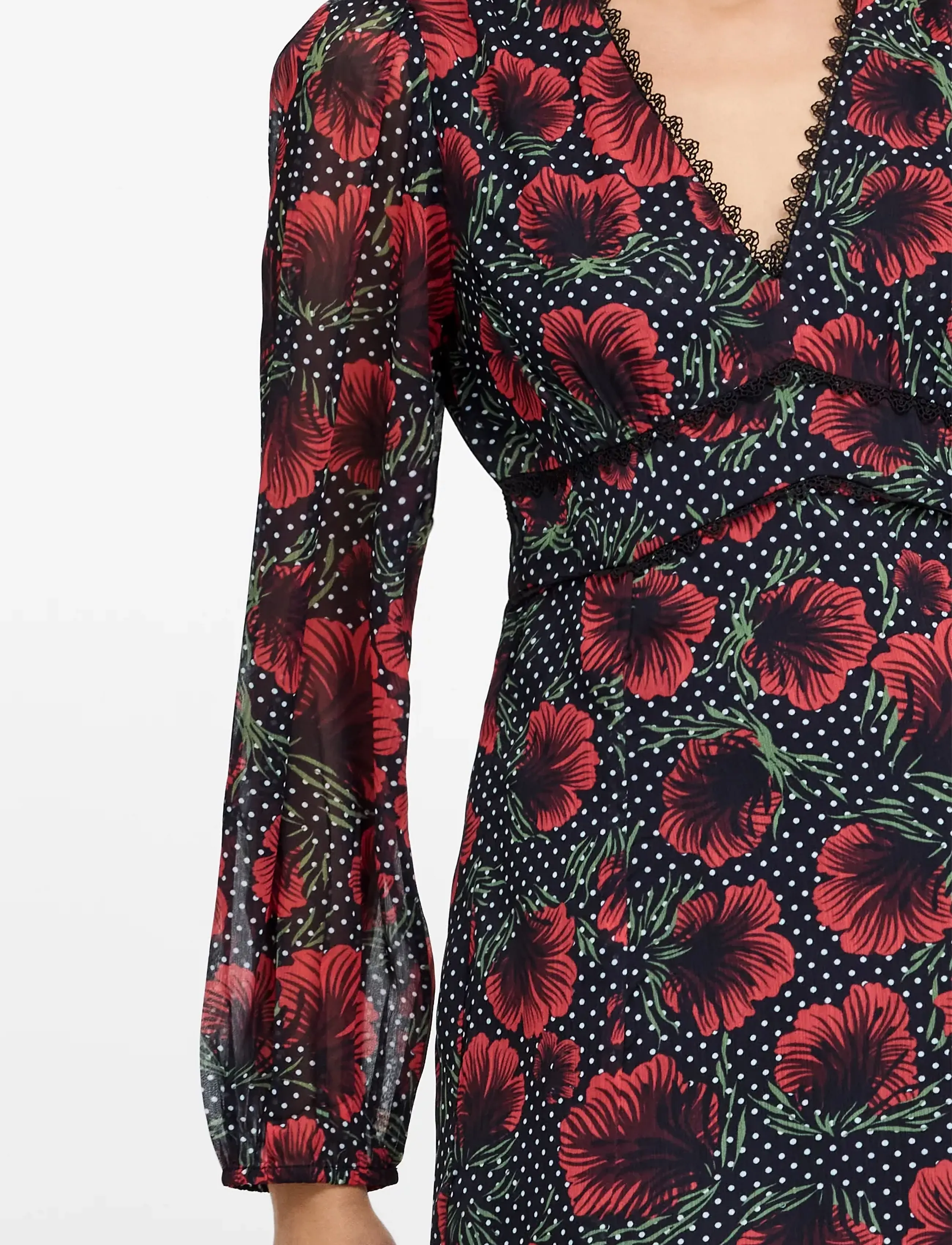 French Connection - SARA EMINA CHIFFON MIDI DRESS - midi dresses - red multi - 2