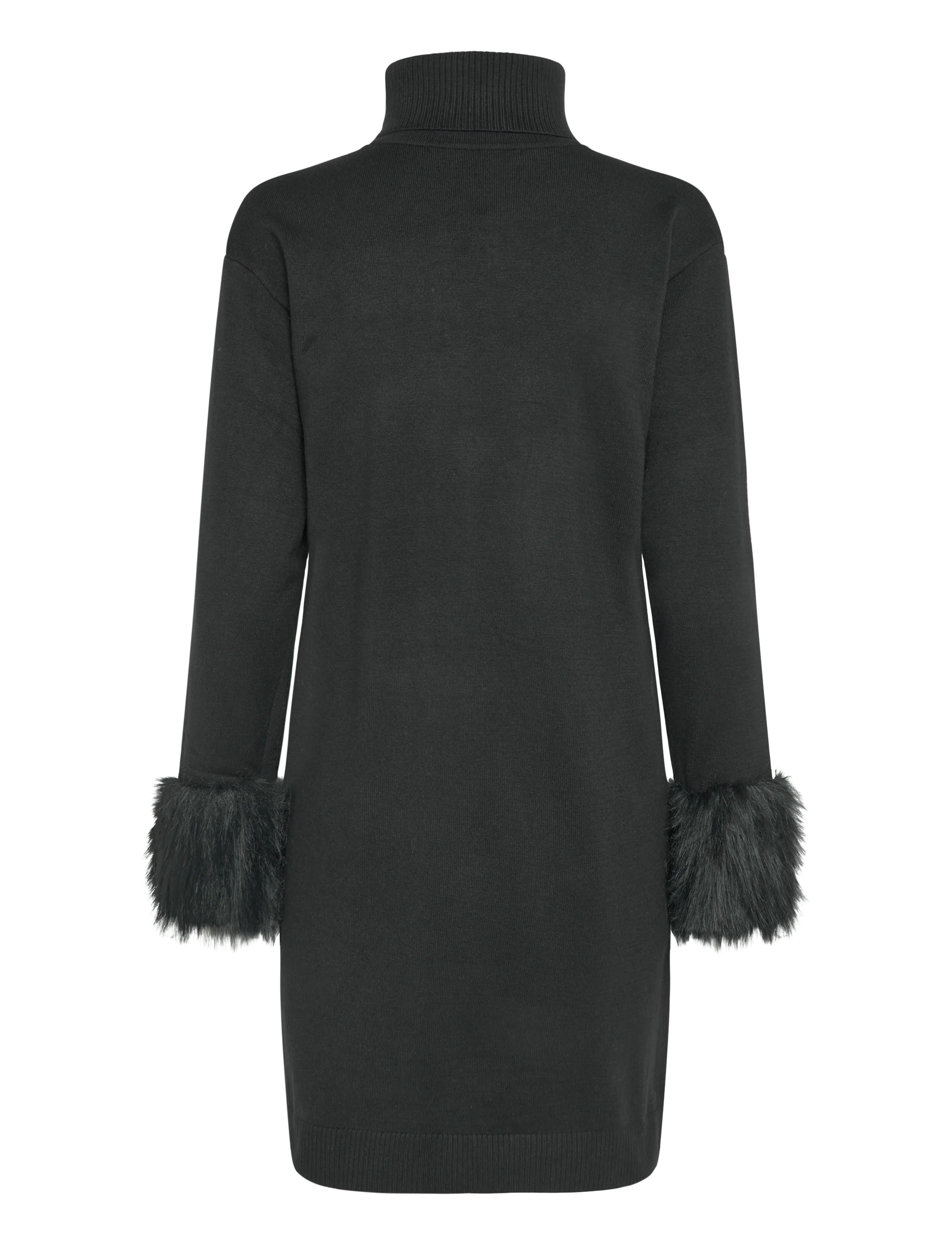 French Connection - MOANA FAUX FUR TRIM KNIT DRESS - herbstersparnisse - black - 2