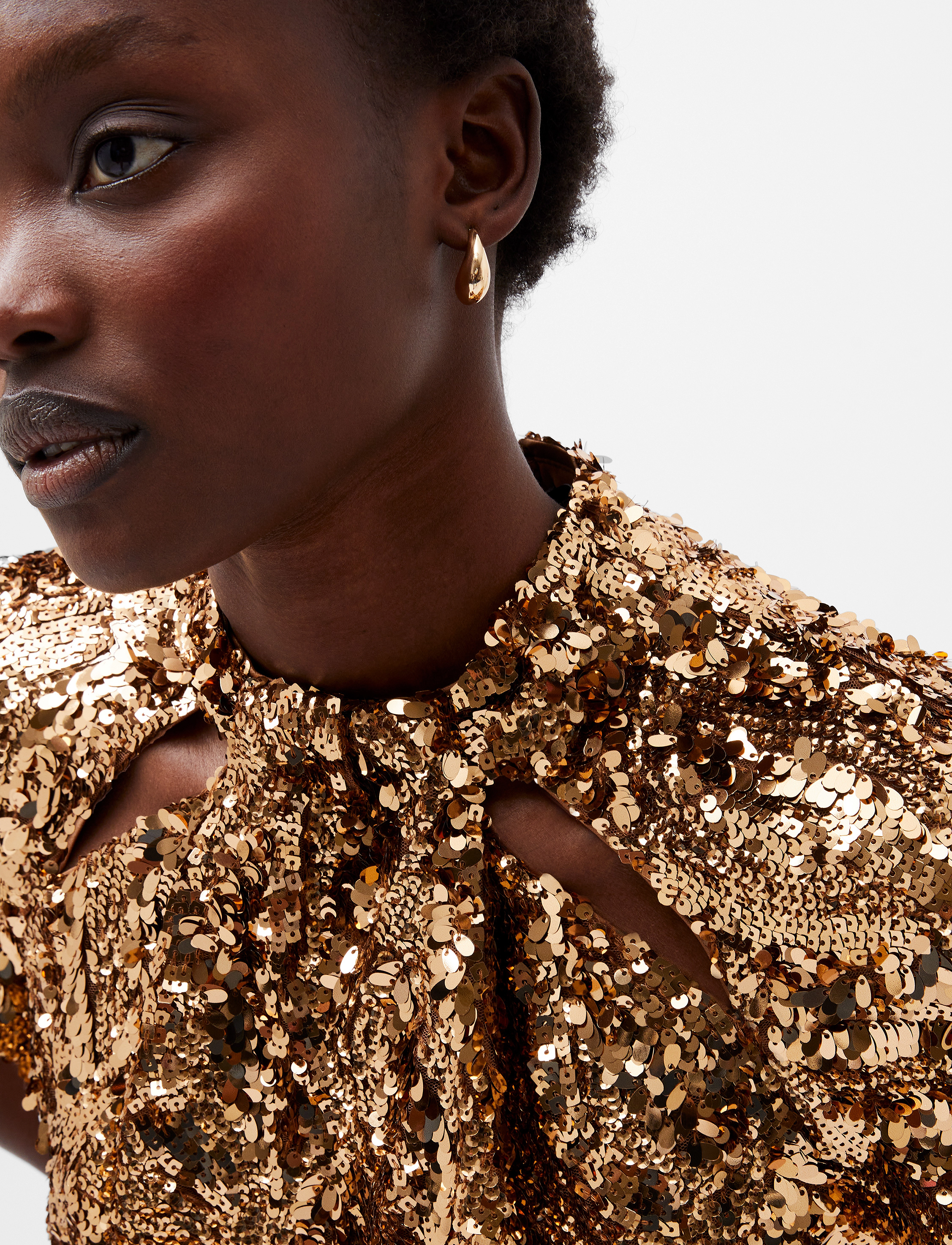 French Connection - SEQUIN MESH DRESS - copper - 3