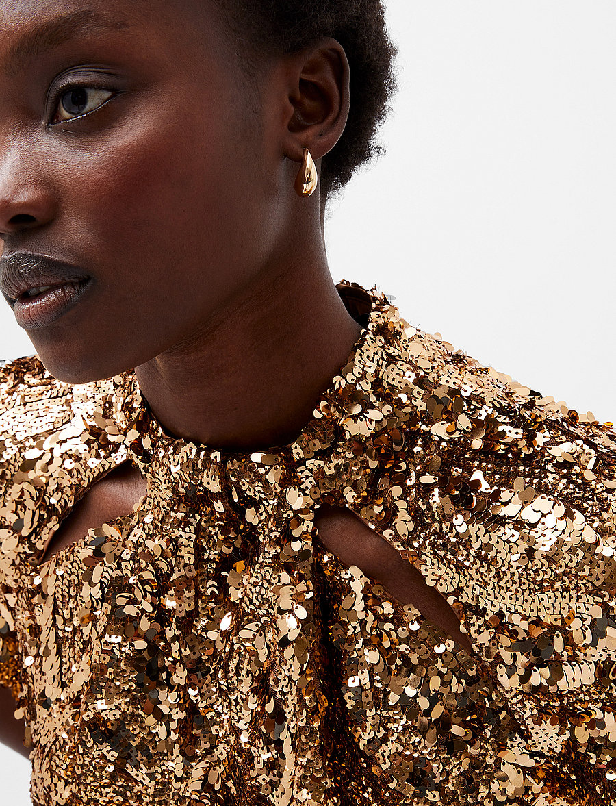 french connection gold sequin dress Gold sequined party dress French Connection