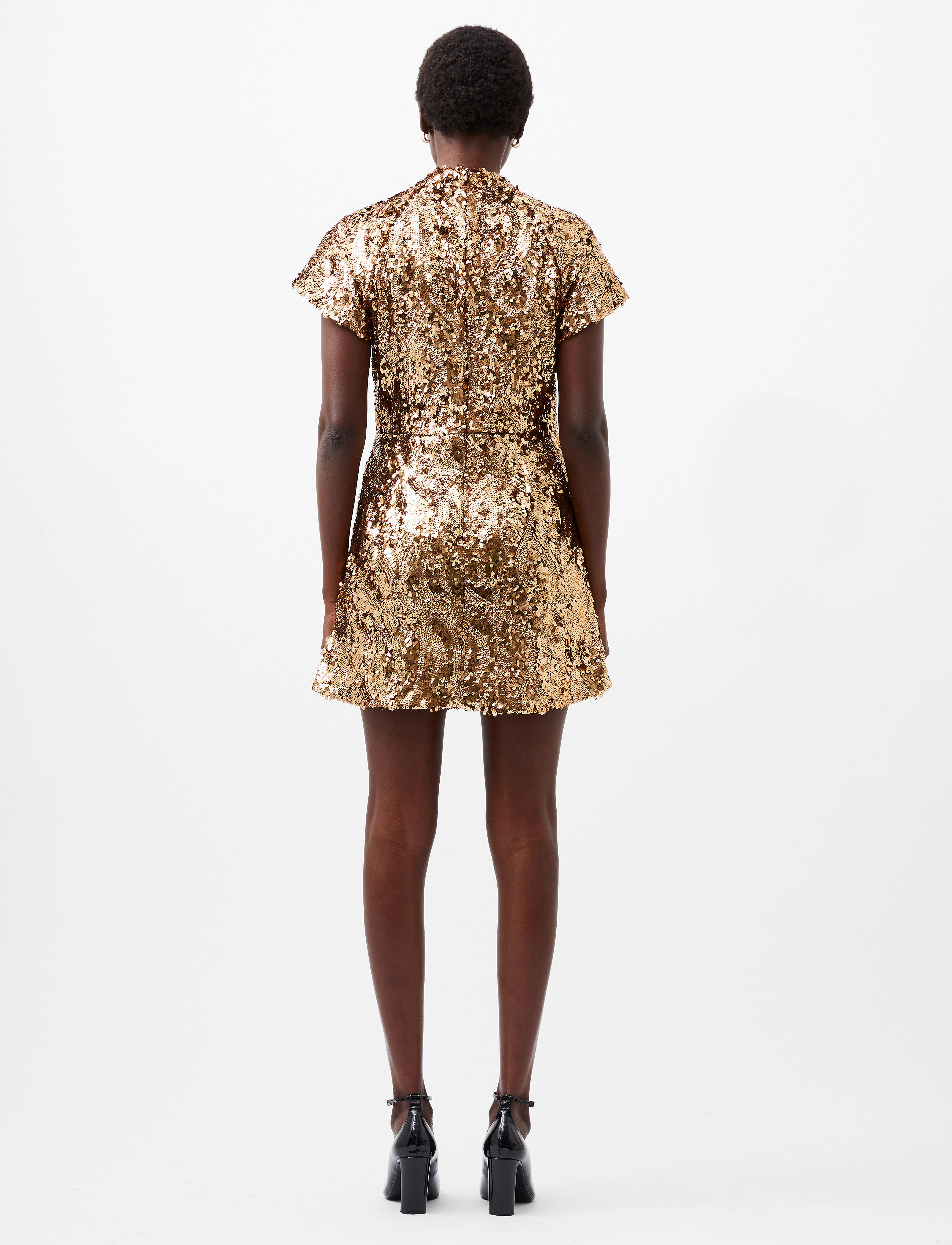French Connection - SEQUIN MESH DRESS - copper - 4