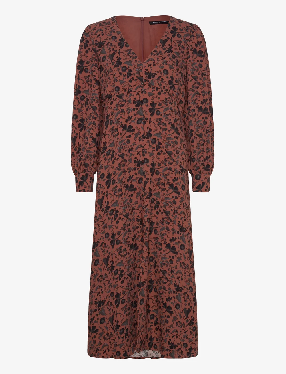French Connection - JEANIE BRINA CREPE DRESS - midi kjoler - russet brown multi - 1