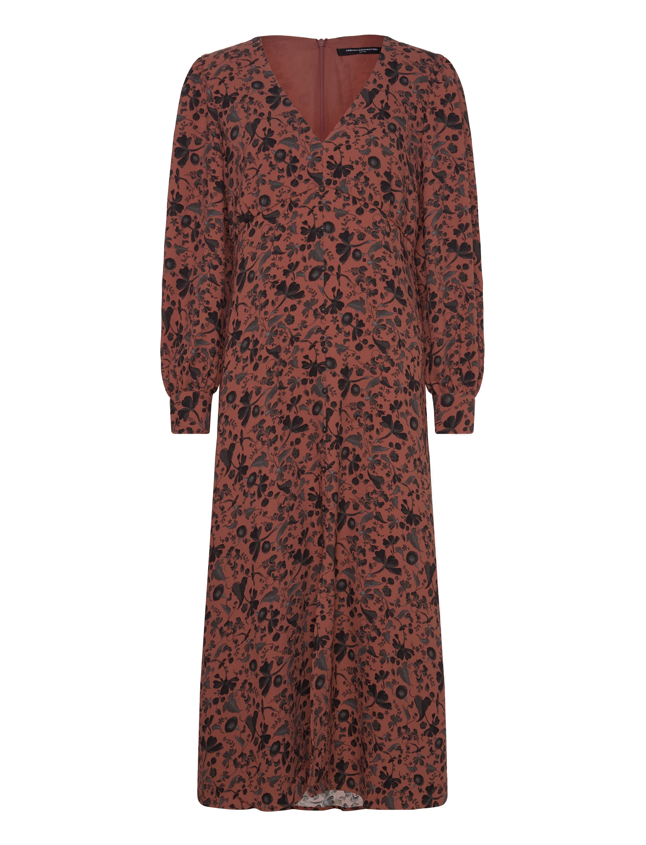 French Connection JEANIE BRINA CREPE DRESS - Kläder - RUSSET BROWN MULTI / brown