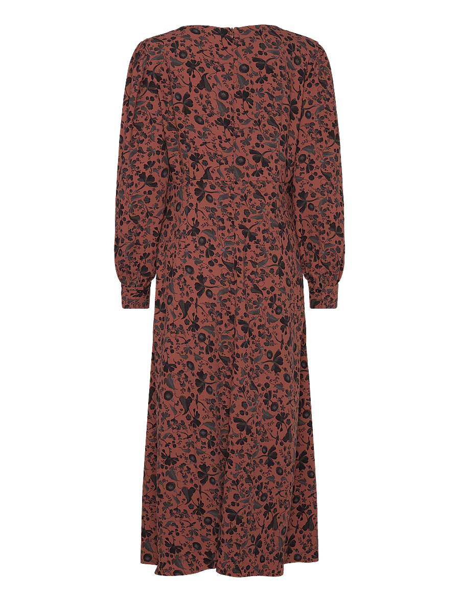 French Connection - JEANIE BRINA CREPE DRESS - midi dresses - russet brown multi - 2