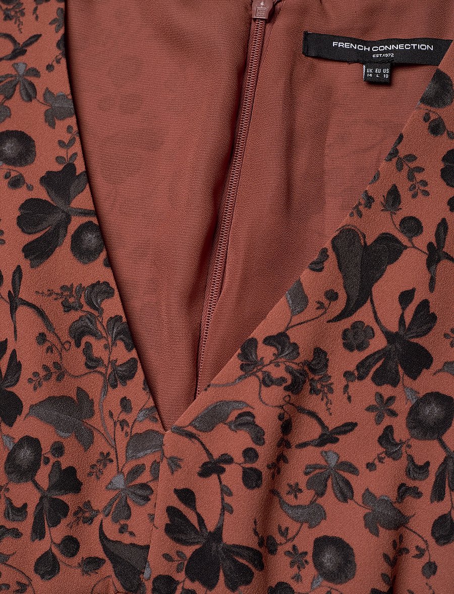 French Connection - JEANIE BRINA CREPE DRESS - midi dresses - russet brown multi - 5
