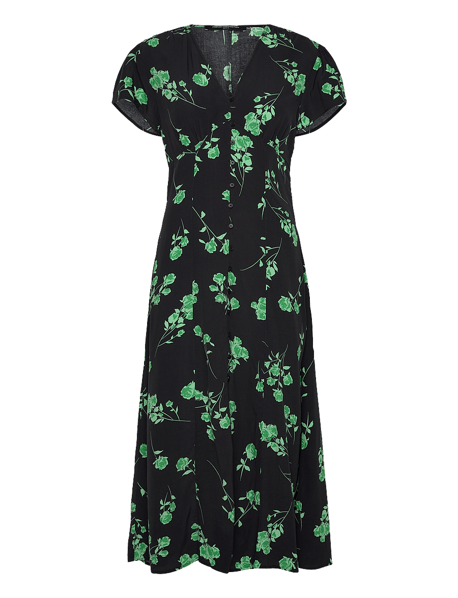 French Connection - ALLESANDRA DELPH S/S VNK DRESS - blackout/green - 1