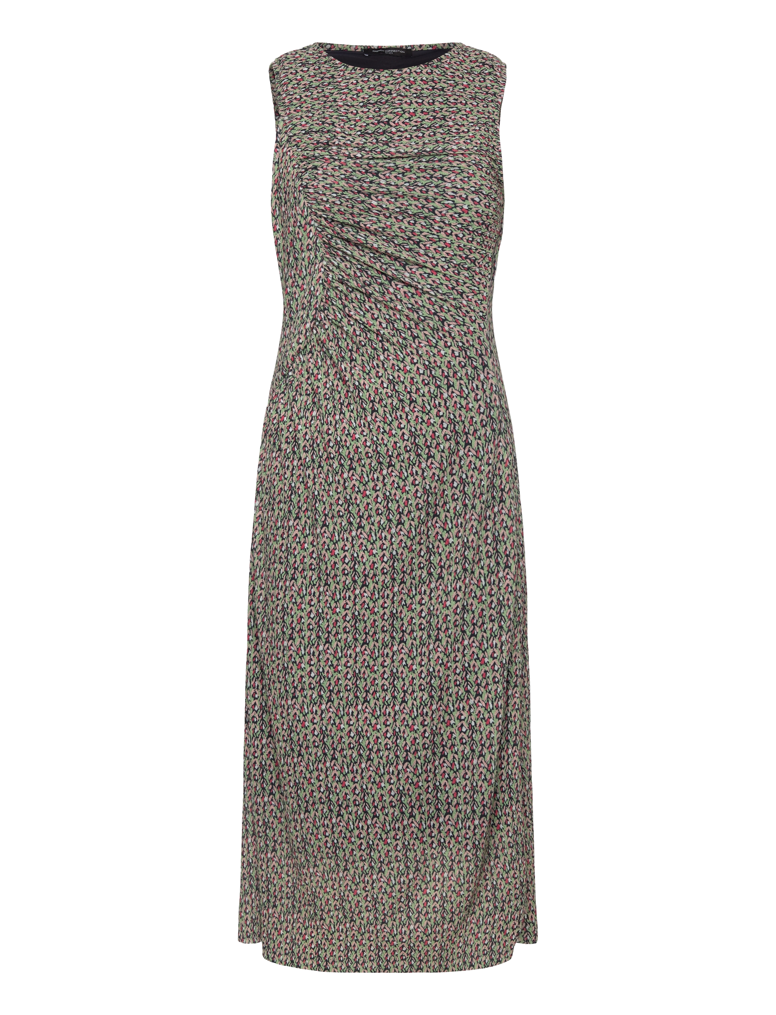 French Connection SHANNON RUCHED MIDI DRESS - Kleidid - NAVY MULTI / brown